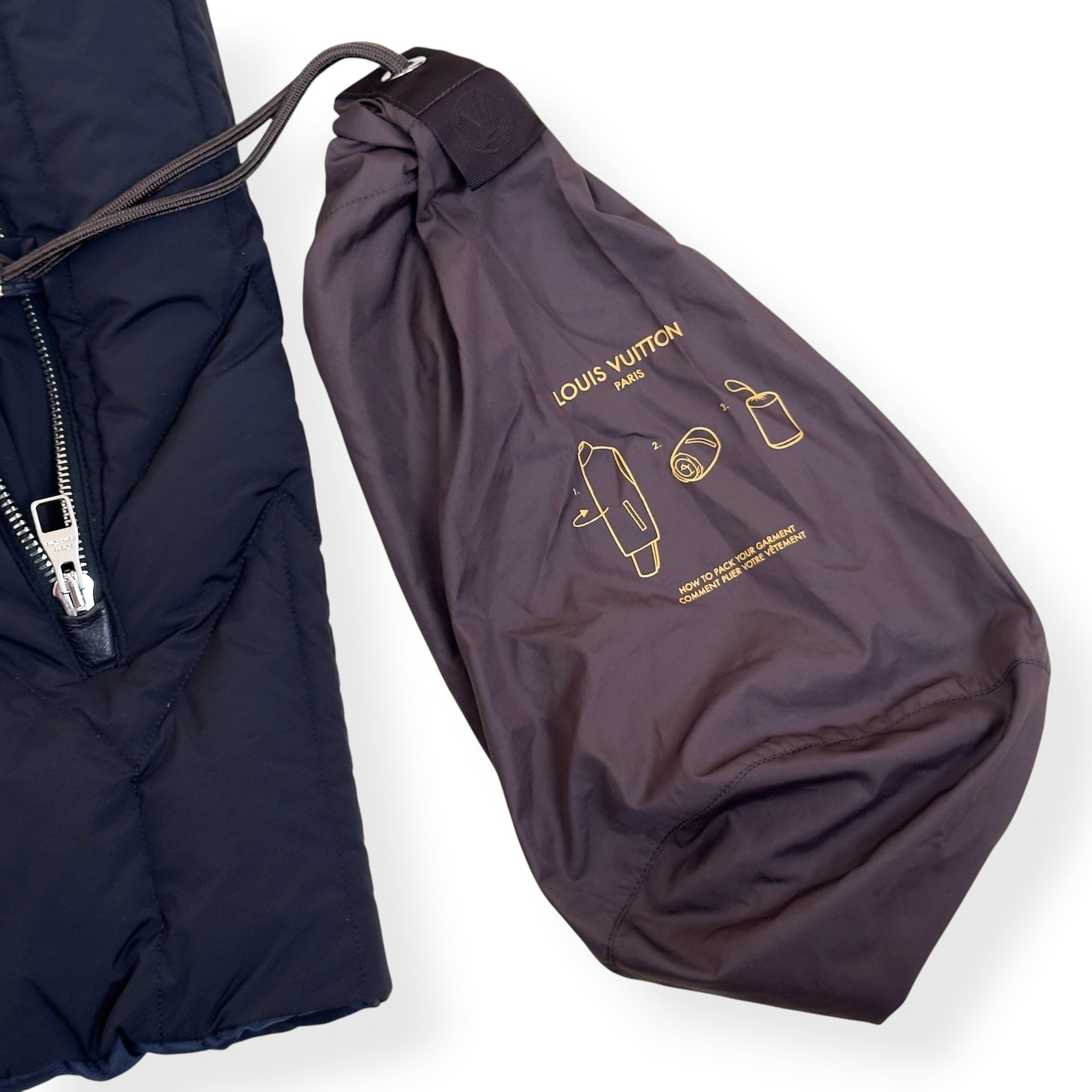 LOUIS VUITTON REVERSIBLE QUILTED DOWN BOMBER JACKET BLACK / NAVY 54 / XL