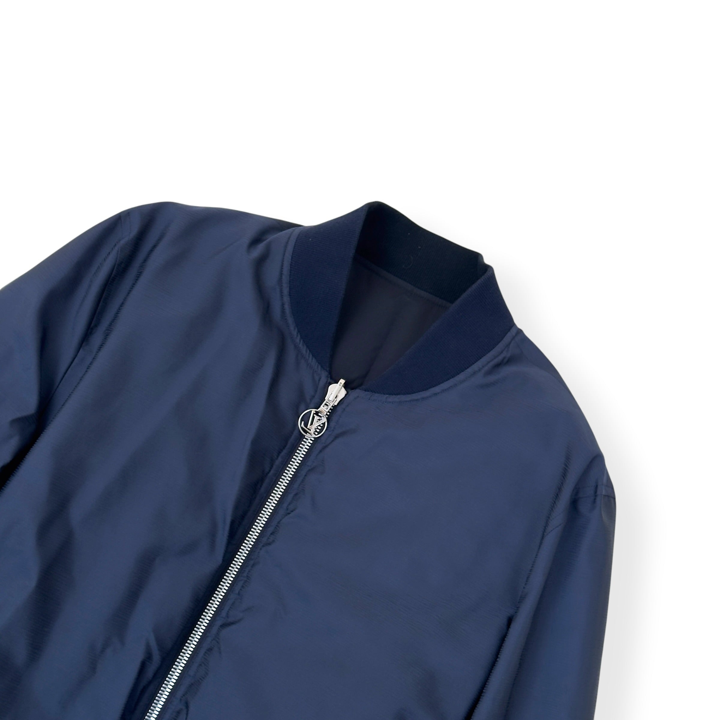 LOUIS VUITTON REVERSIBLE QUILTED DOWN BOMBER JACKET BLACK / NAVY 54 / XL