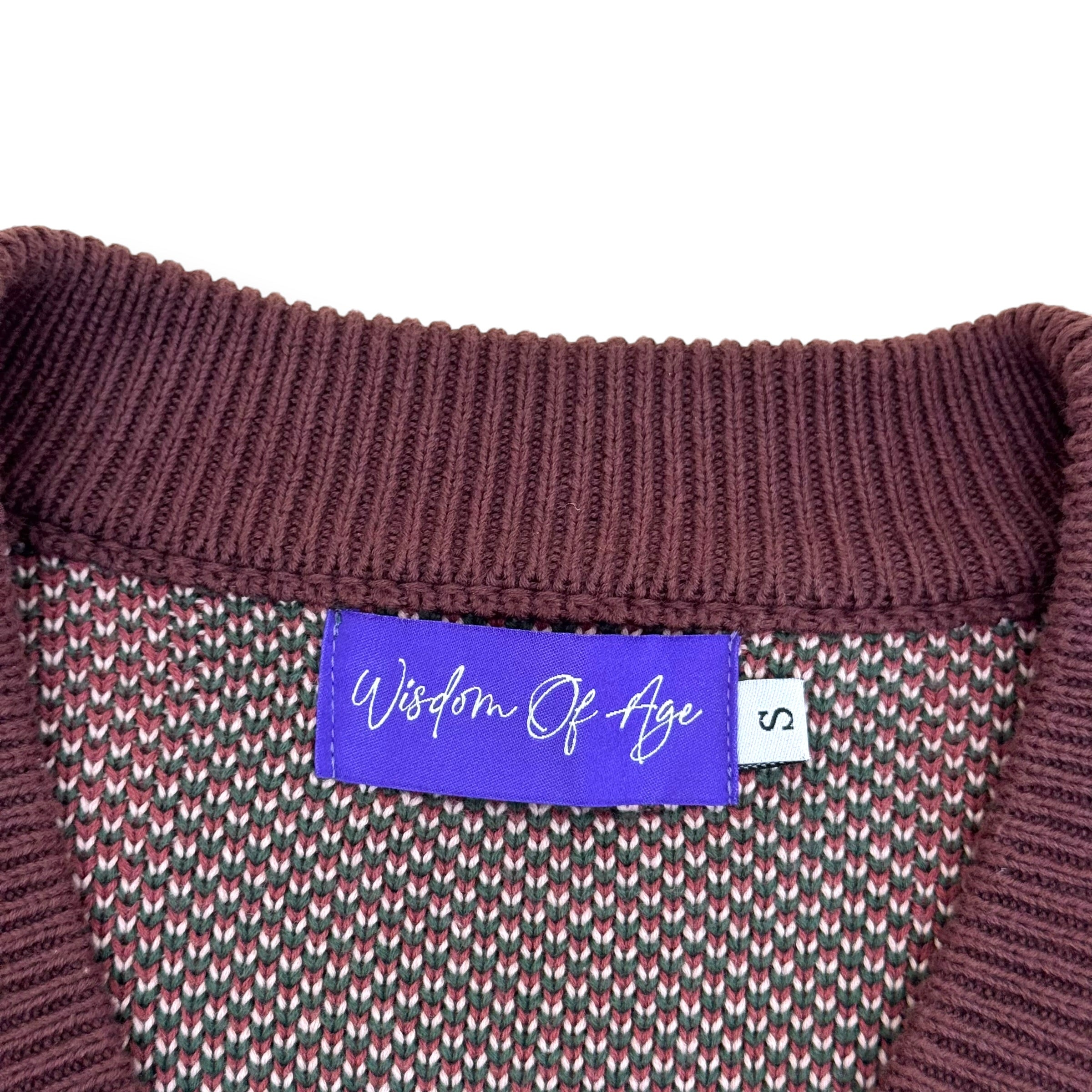 WISDOM OF AGE CITY CARDIGAN GREEN / BURGUNDY S