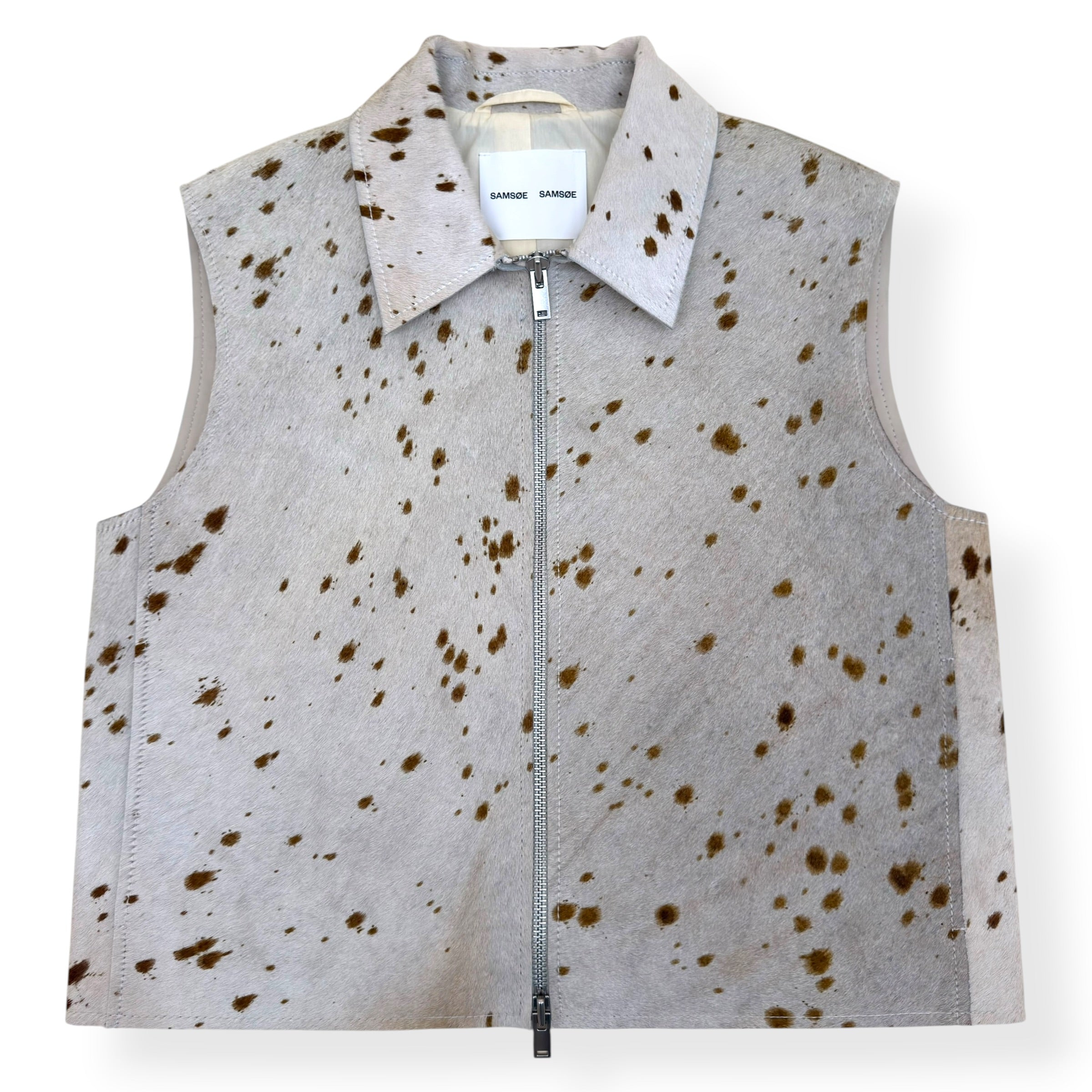 SAMSØE SAMSØE SALYLO LEATHER VEST WHITE / BROWN M