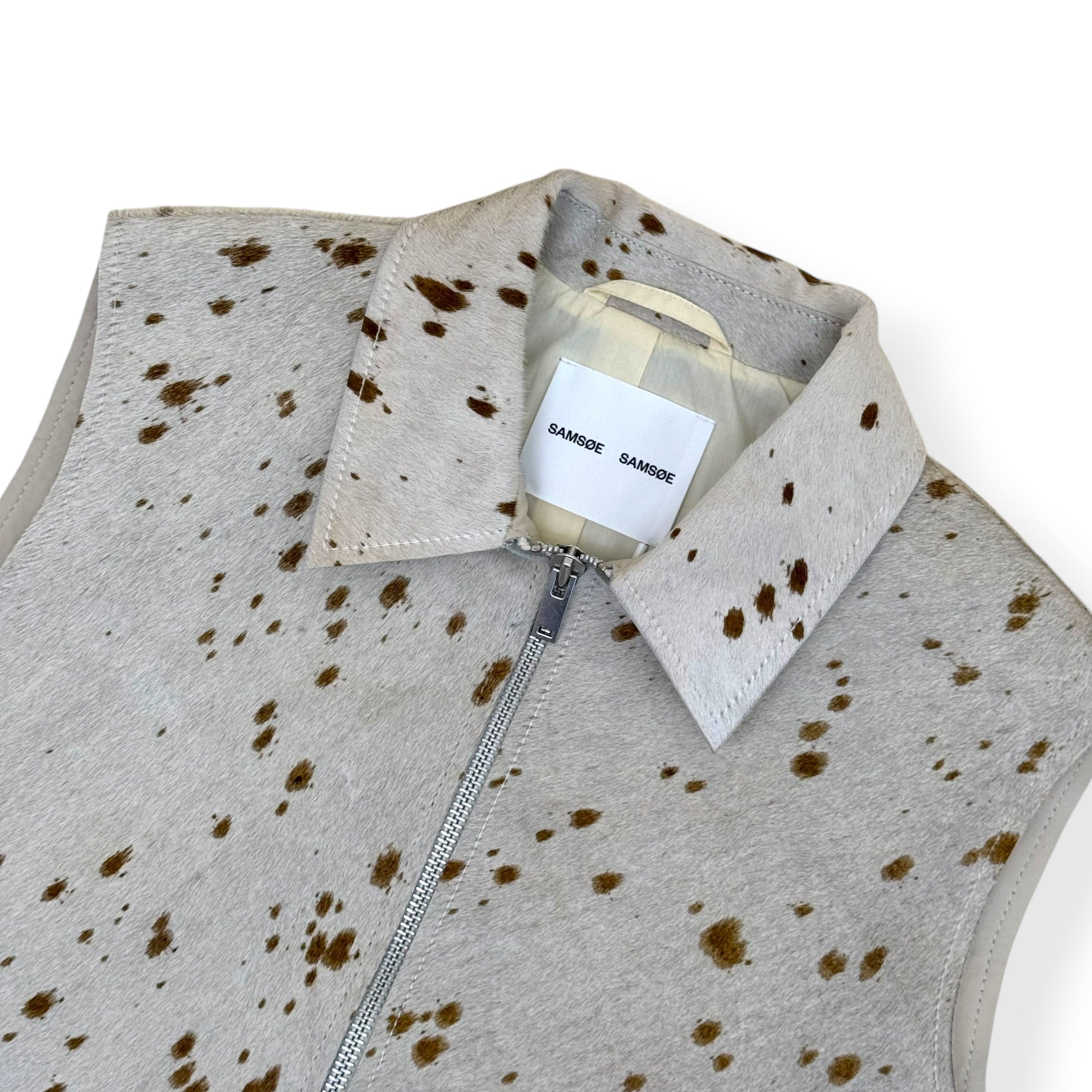 SAMSØE SAMSØE SALYLO LEATHER VEST WHITE / BROWN M