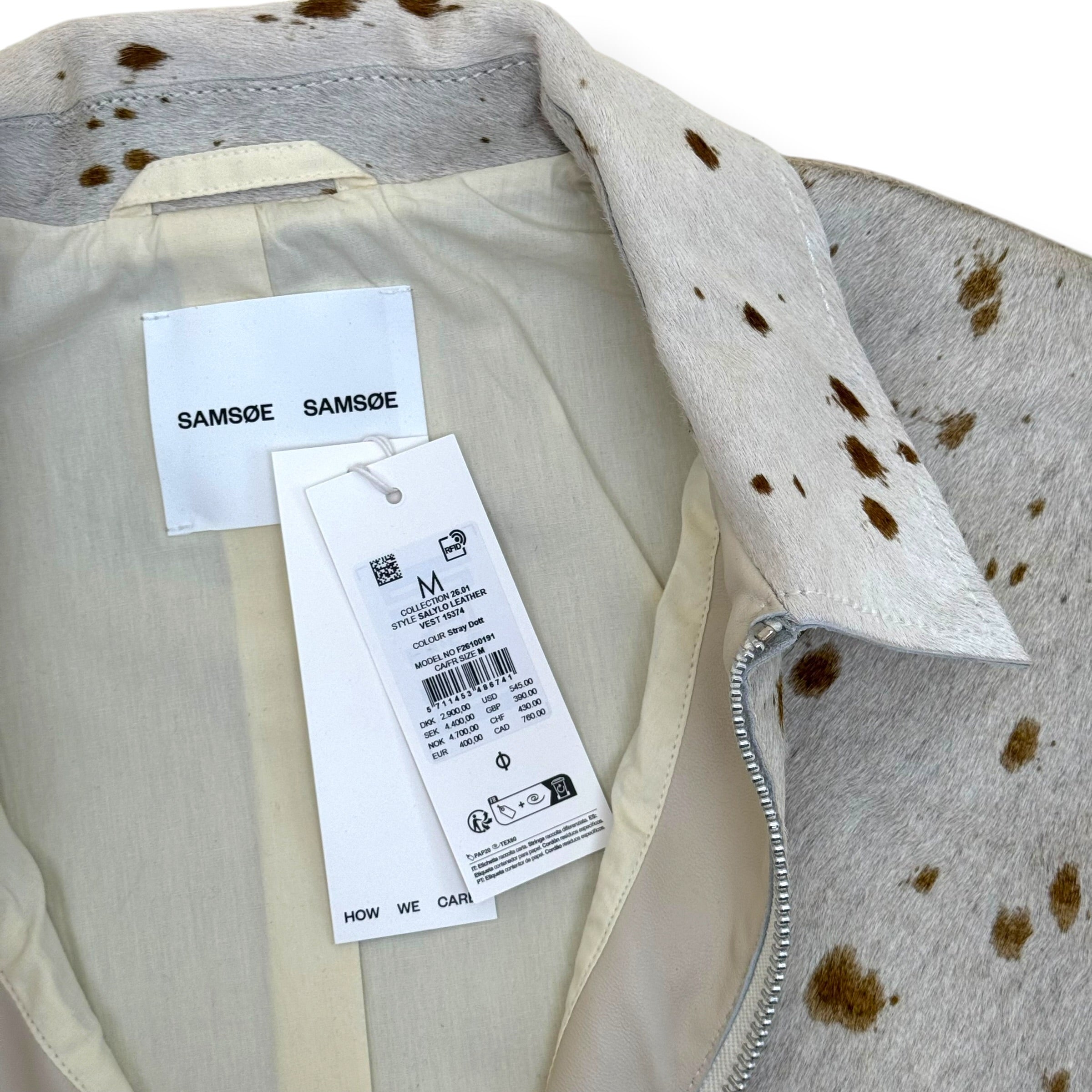 SAMSØE SAMSØE SALYLO LEATHER VEST WHITE / BROWN M
