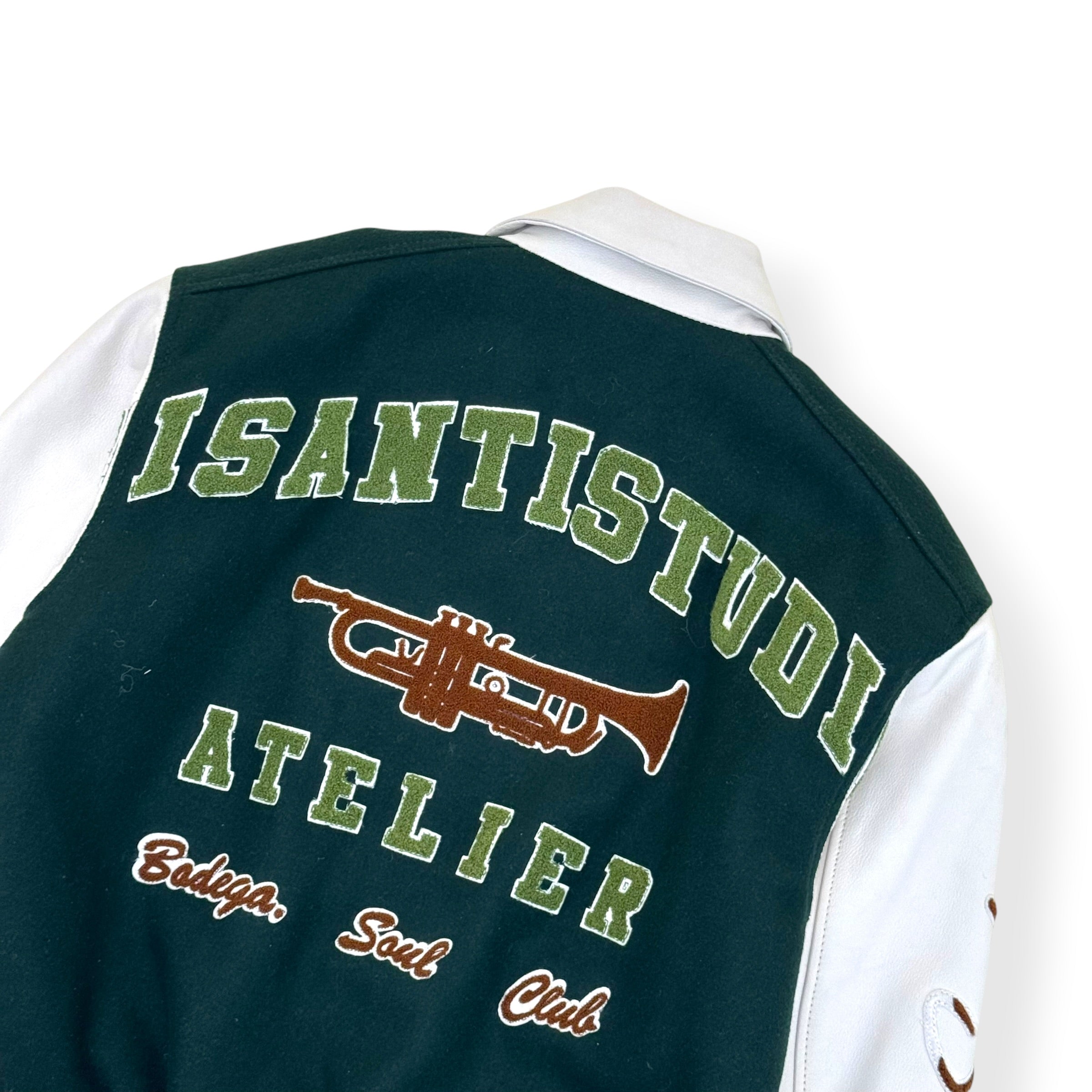 DI SANTI STUDIO DS VARSITY LEATHER JACKET GREEN / WHITE S