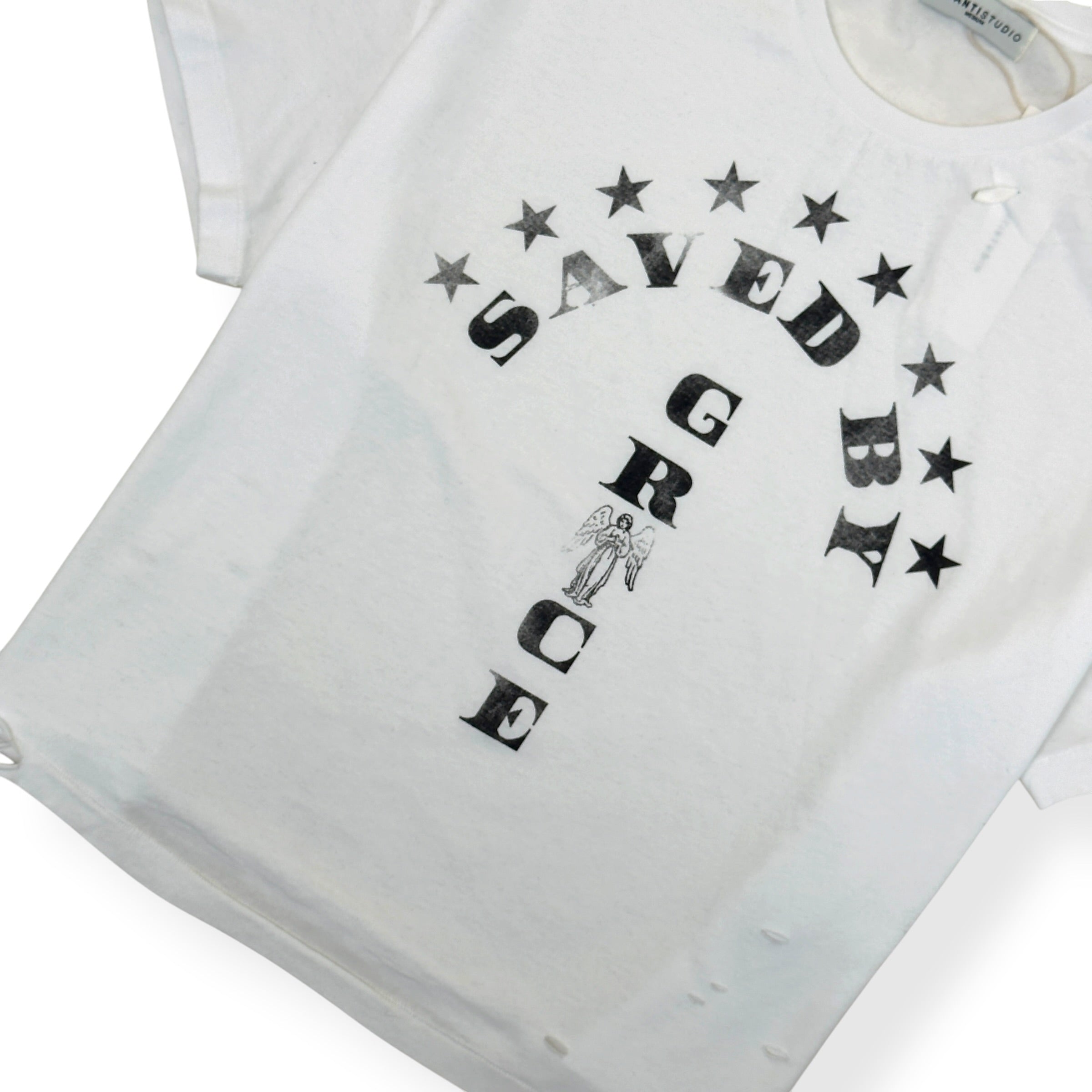 DI SANTI STUDIO SAVED BY GRACE CROPPED T-SHIRT WHITE M