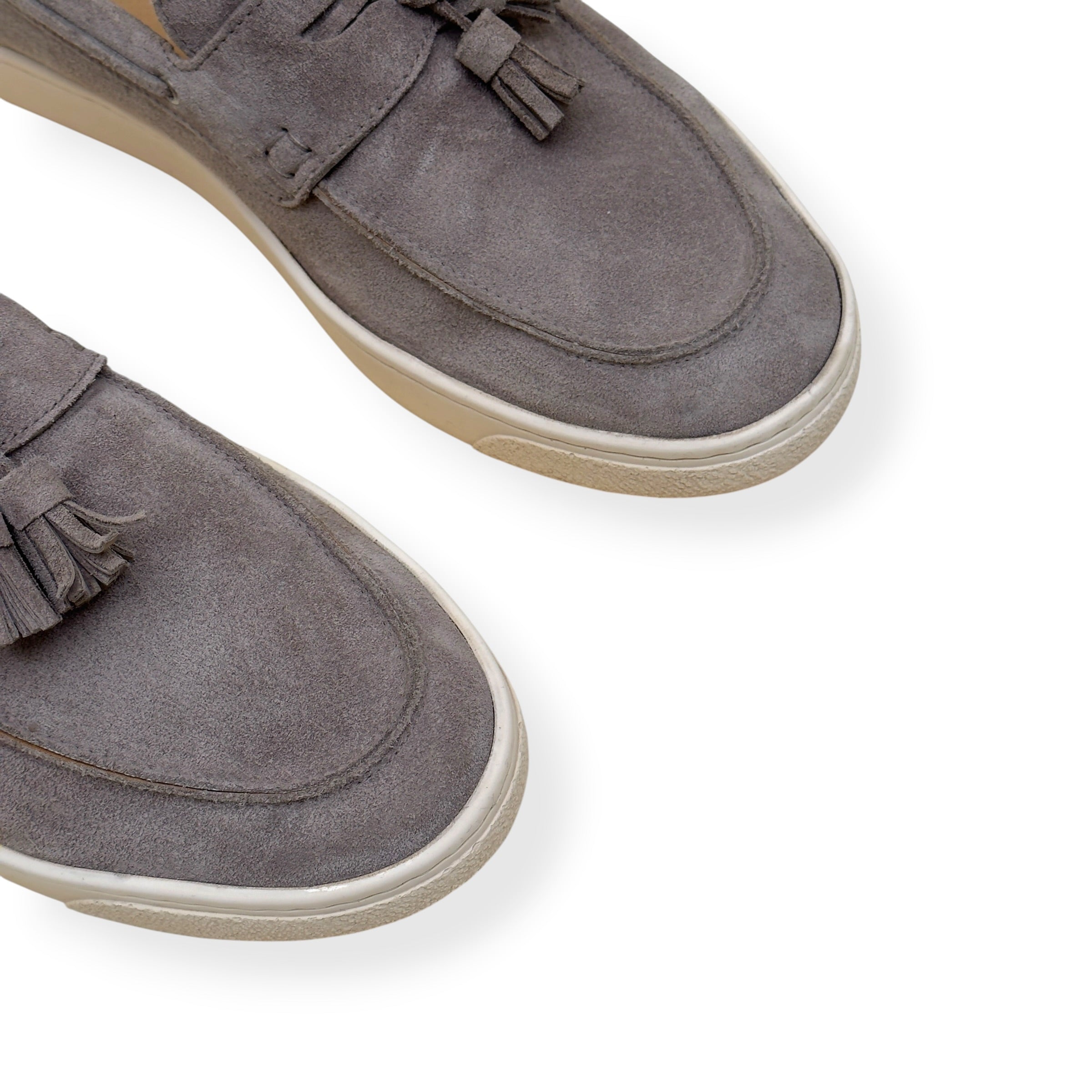 BRUNELLO CUCINELLI SUEDE TASSEL LOAFER SNEAKER TAUPE 45 / UK11