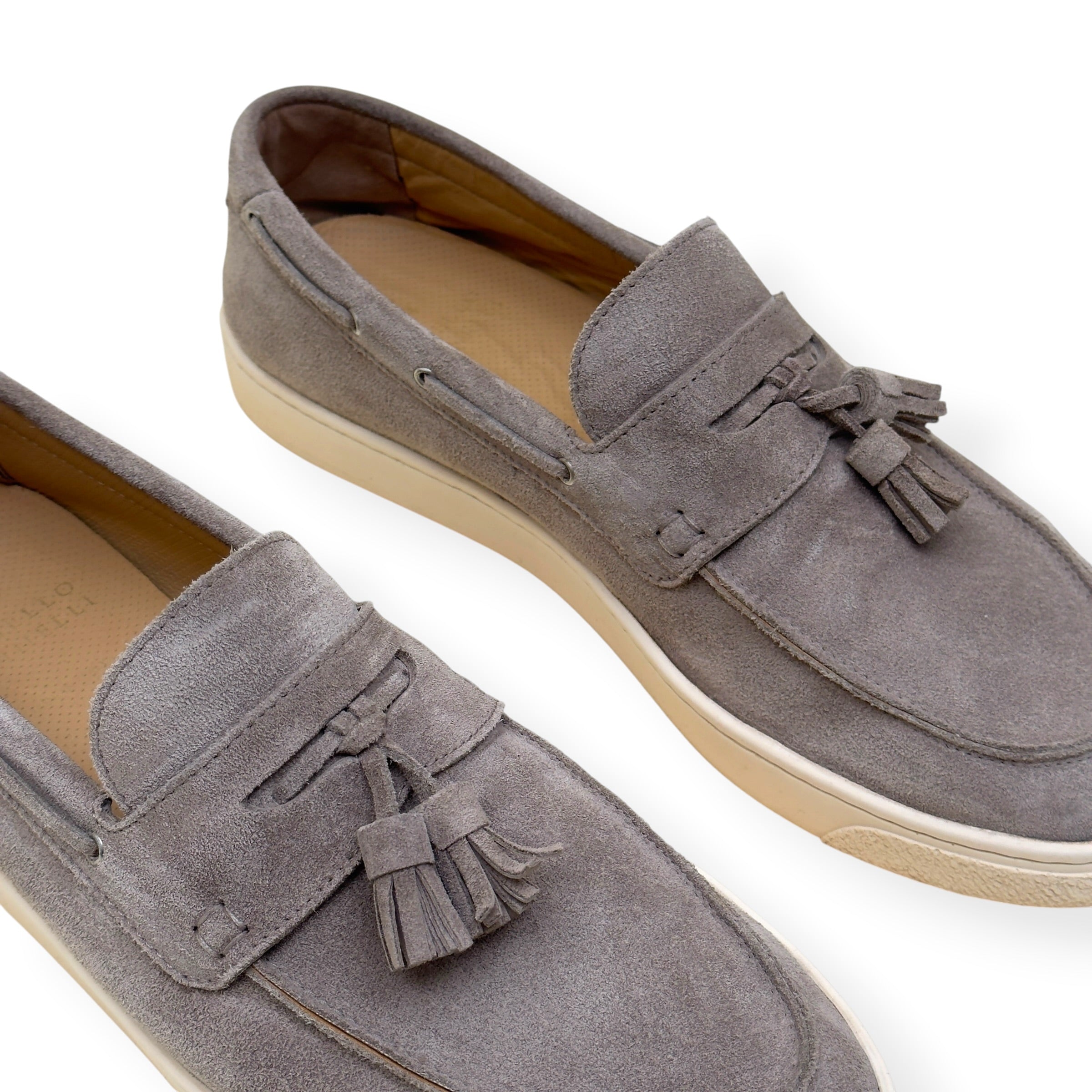 BRUNELLO CUCINELLI SUEDE TASSEL LOAFER SNEAKER TAUPE 45 / UK11