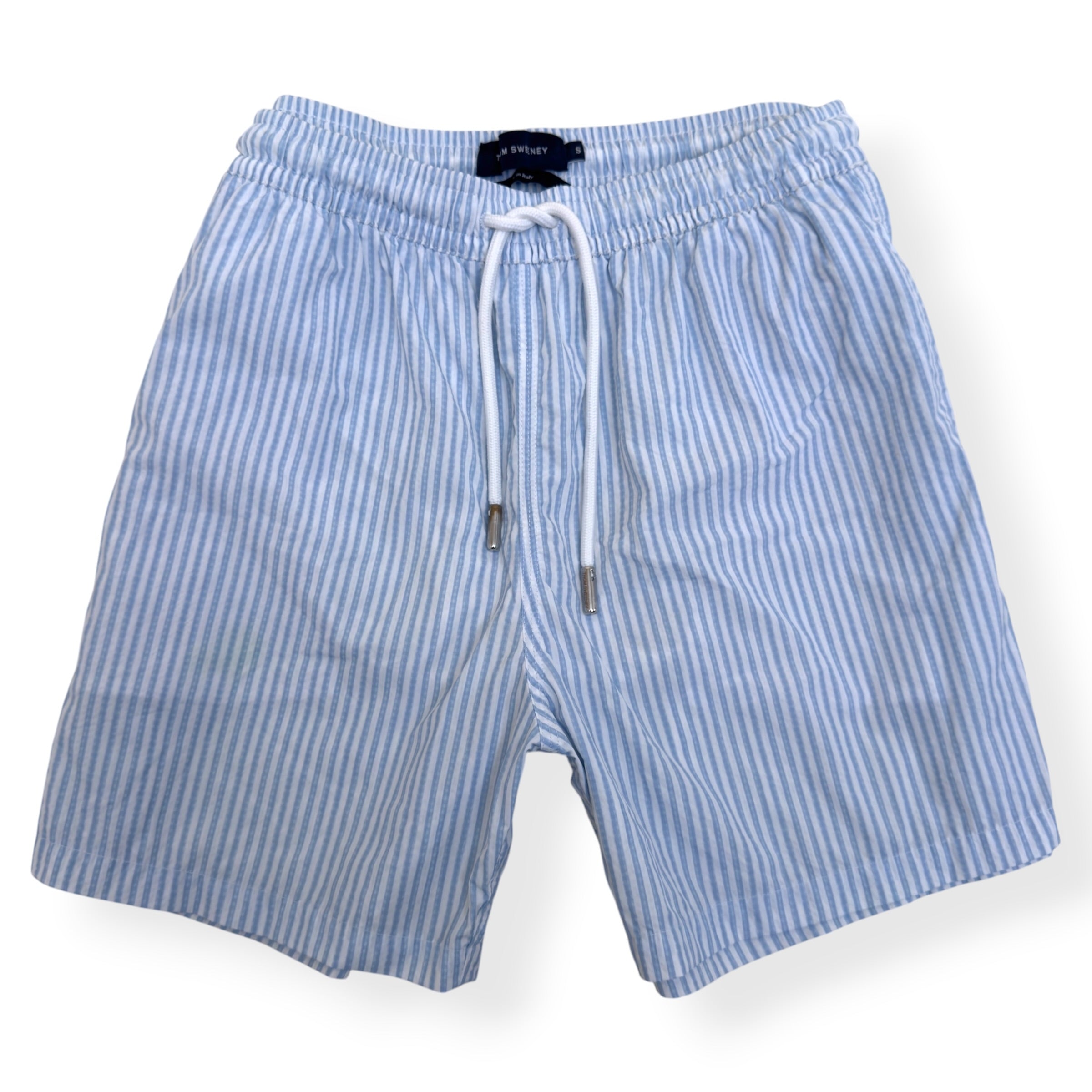 THOM SWEENEY STRIPED SWIM SHORTS LIGHT BLUE S
