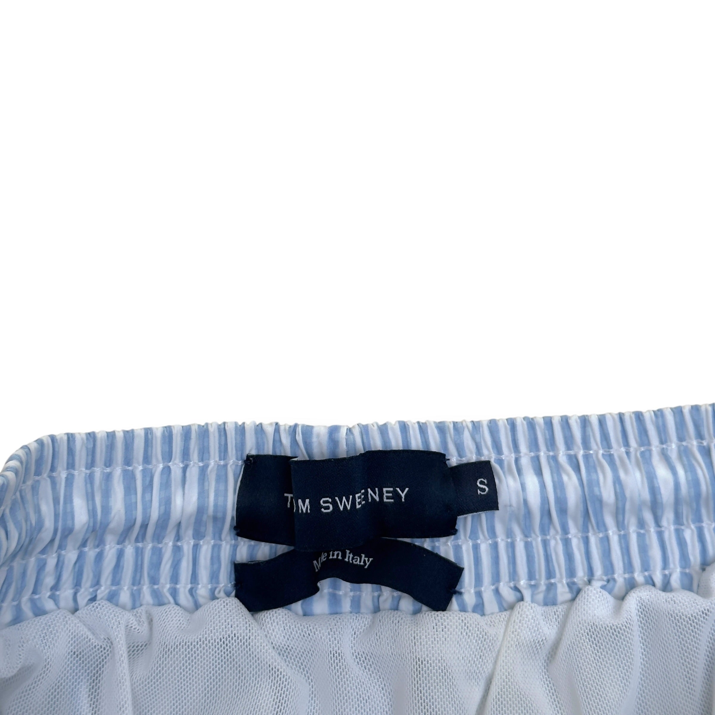 THOM SWEENEY STRIPED SWIM SHORTS LIGHT BLUE S