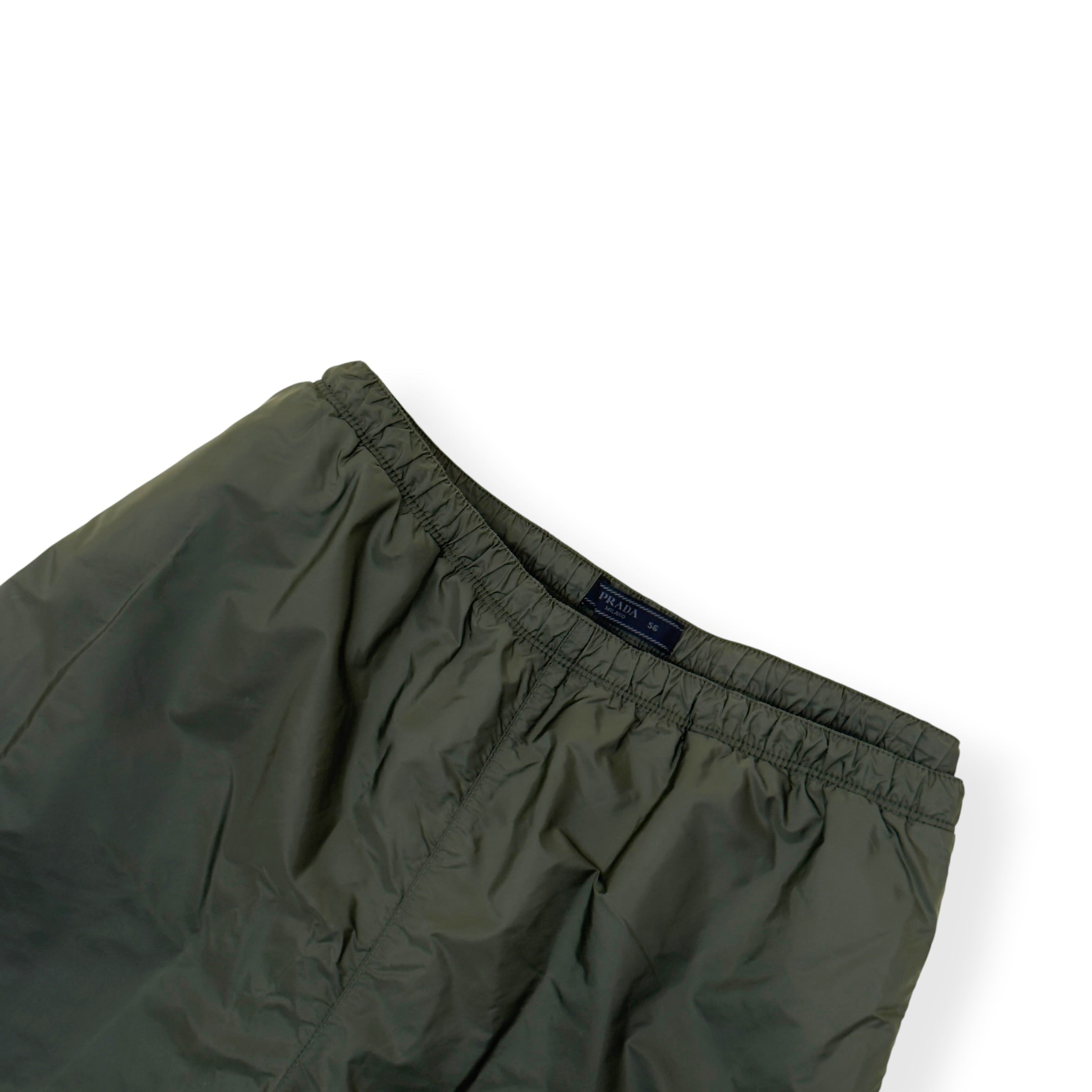 PRADA RE-NYLON LOGO PLAQUE SWIM SHORTS GREEN 56 / XL