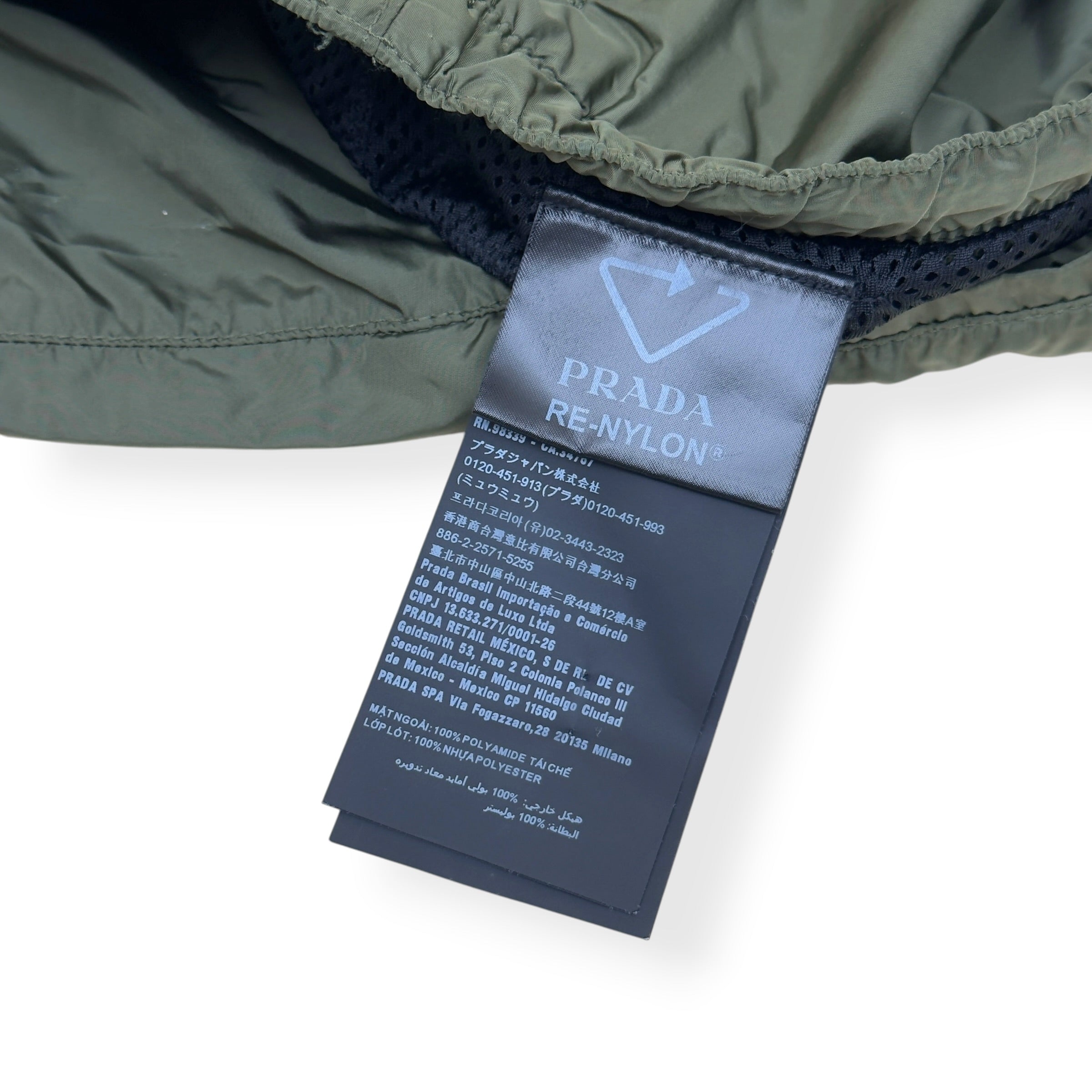 PRADA RE-NYLON LOGO PLAQUE SWIM SHORTS GREEN 56 / XL