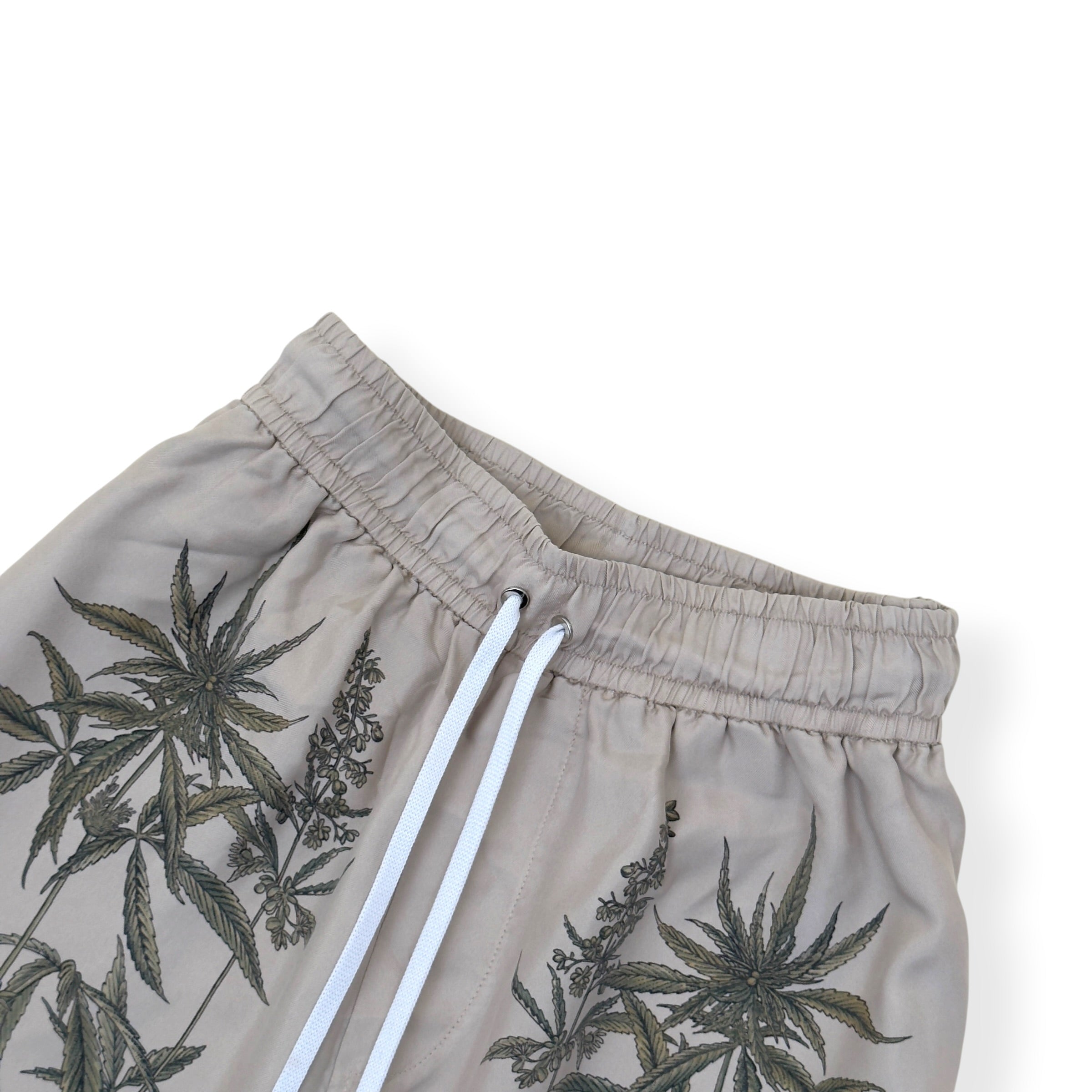 AMIRI BOTANICAL SILK DRAWSTRING SHORTS NATURAL L