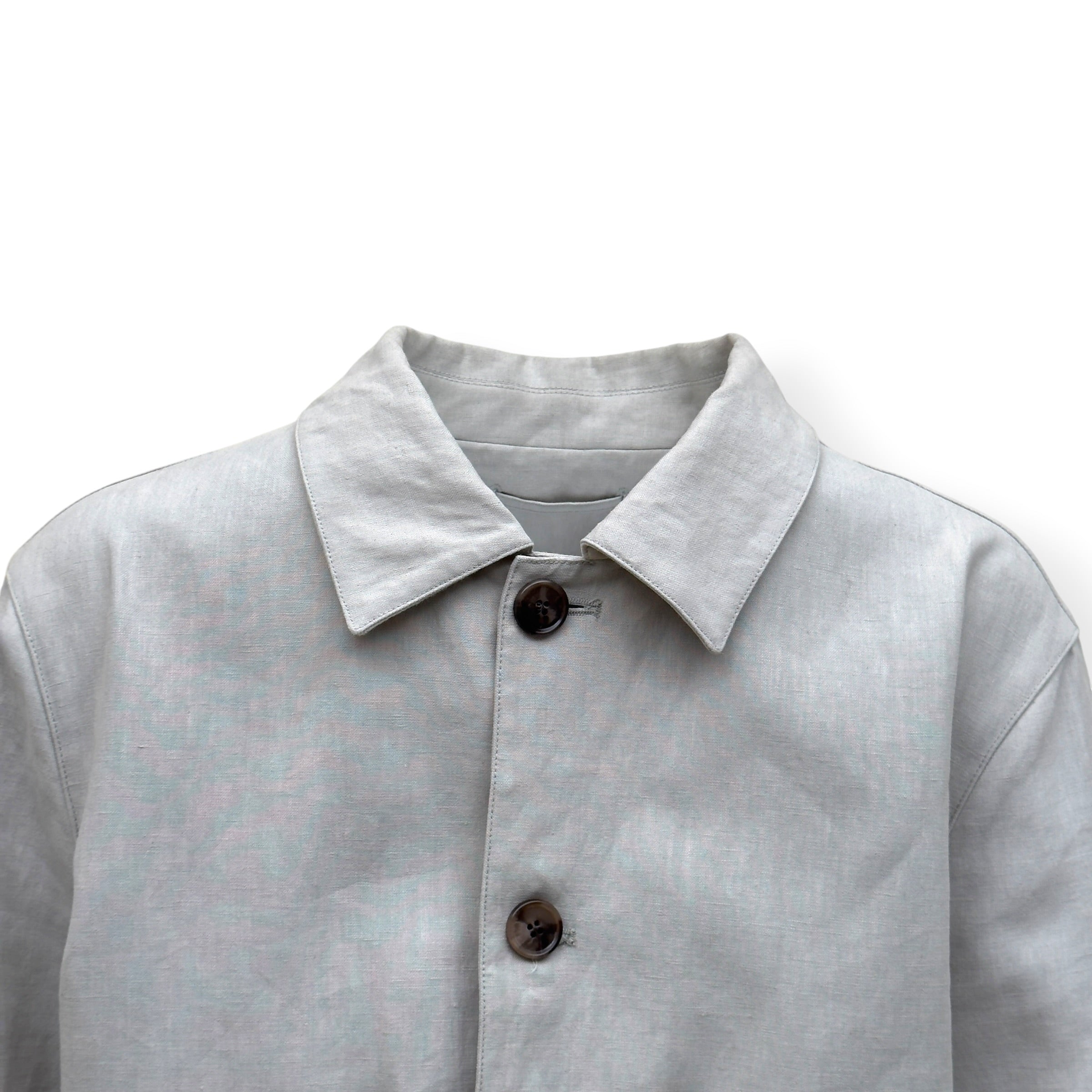 THOM SWEENEY LINEN BESPOKE BUTTON-UP JACKET STONE 50 / M