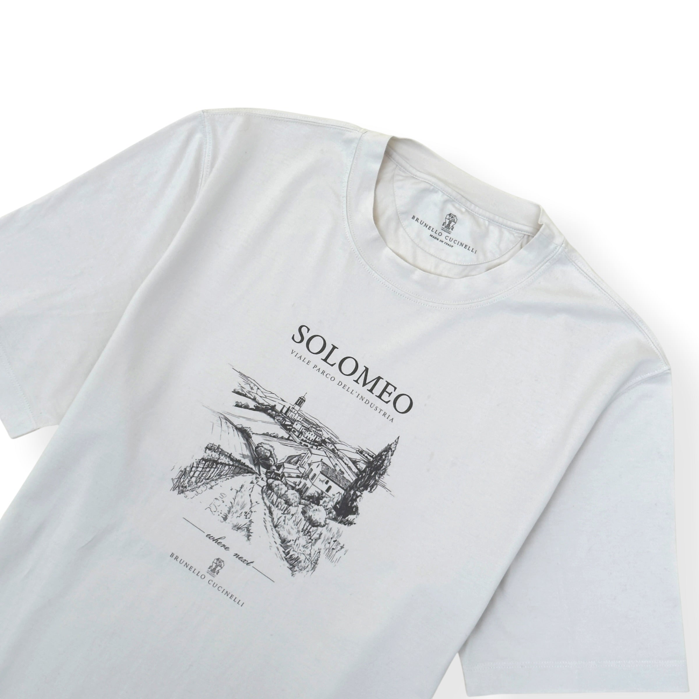 BRUNELLO CUCINELLI SOLOMEO VILLAGE COTTON T-SHIRT WHITE  XL