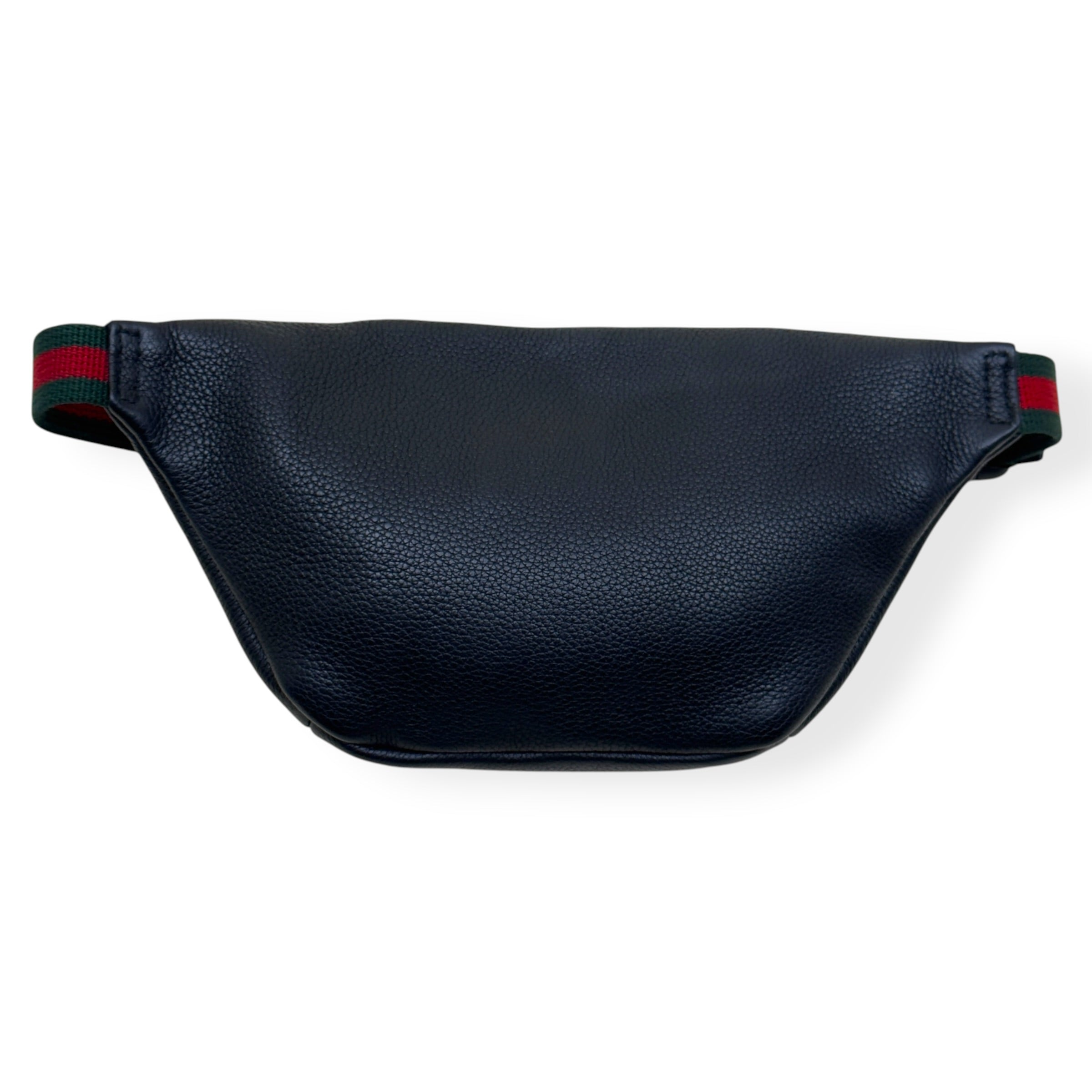 GUCCI LEATHER LOGO PRINT BELT BAG BLACK O/S