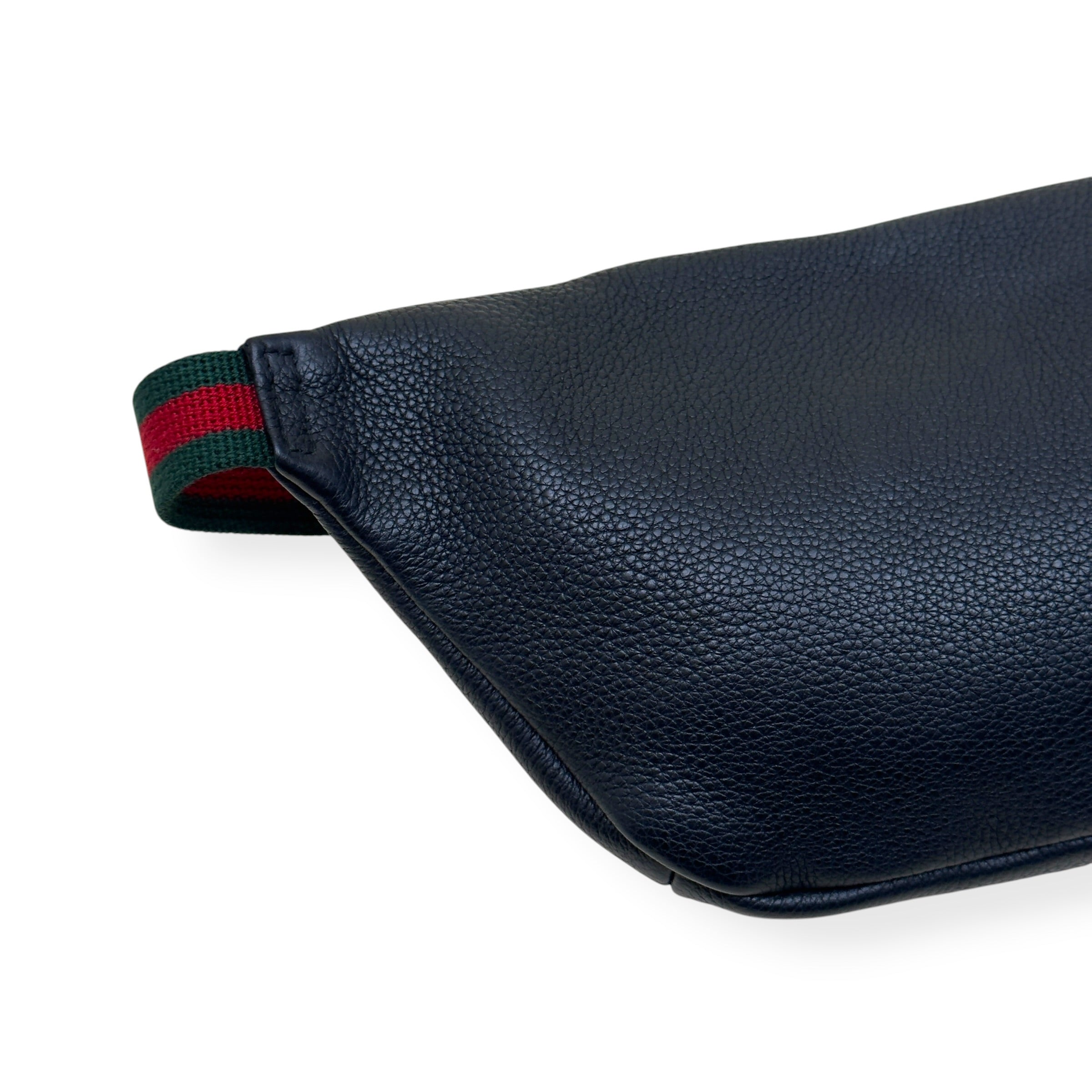 GUCCI LEATHER LOGO PRINT BELT BAG BLACK O/S