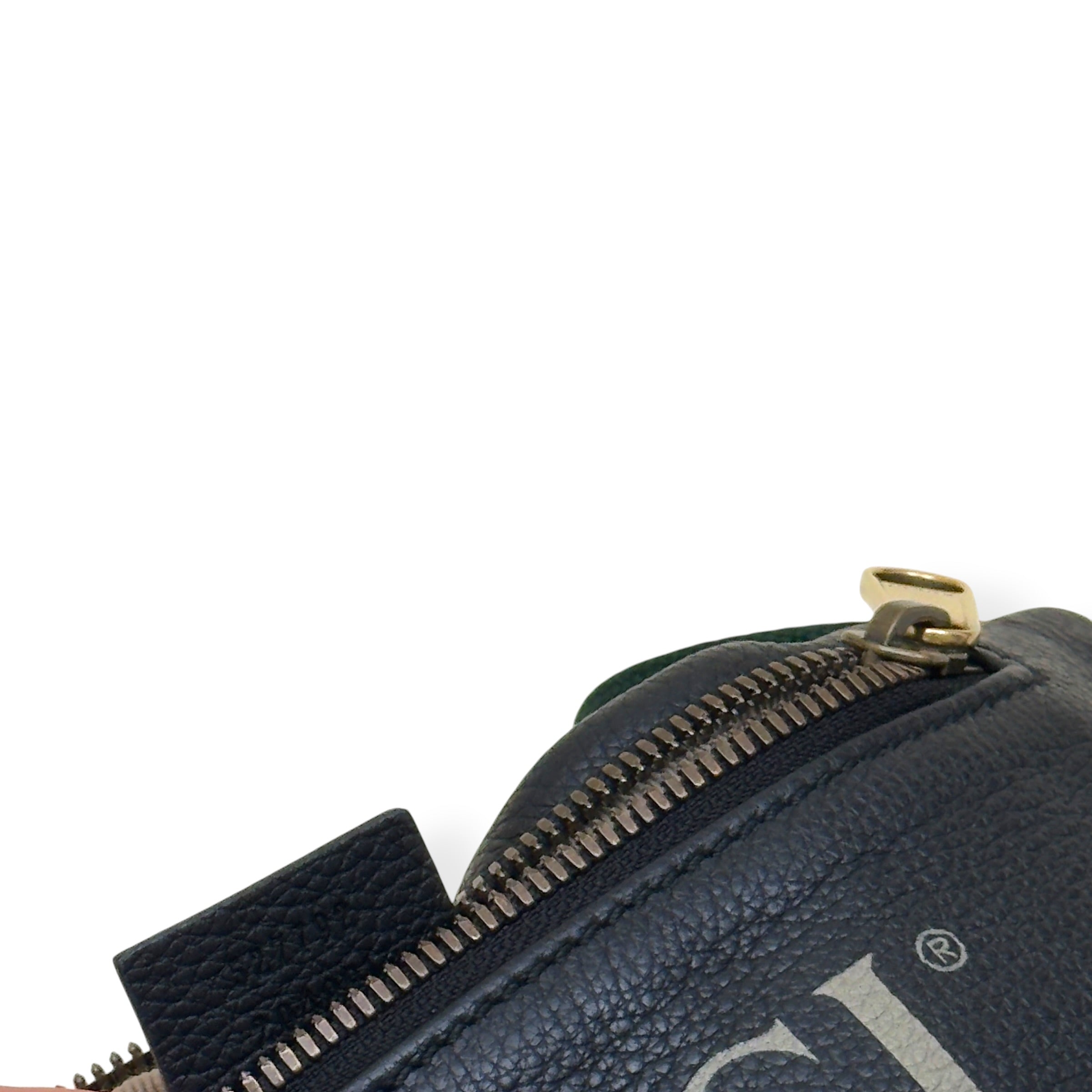 GUCCI LEATHER LOGO PRINT BELT BAG BLACK O/S