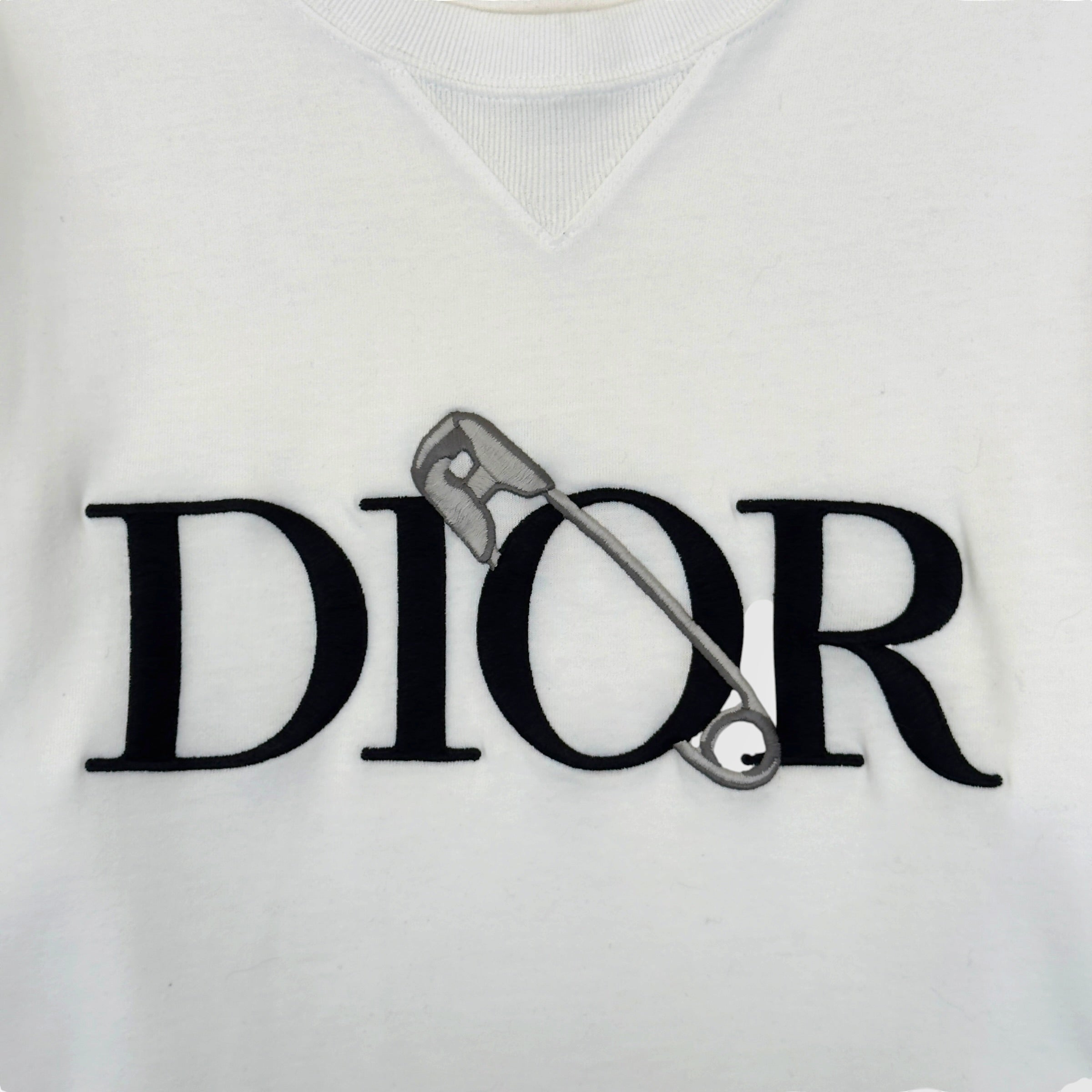 DIOR X JUDY BLAME EMBROIDERED SAFETY PIN T-SHIRT WHITE XXL