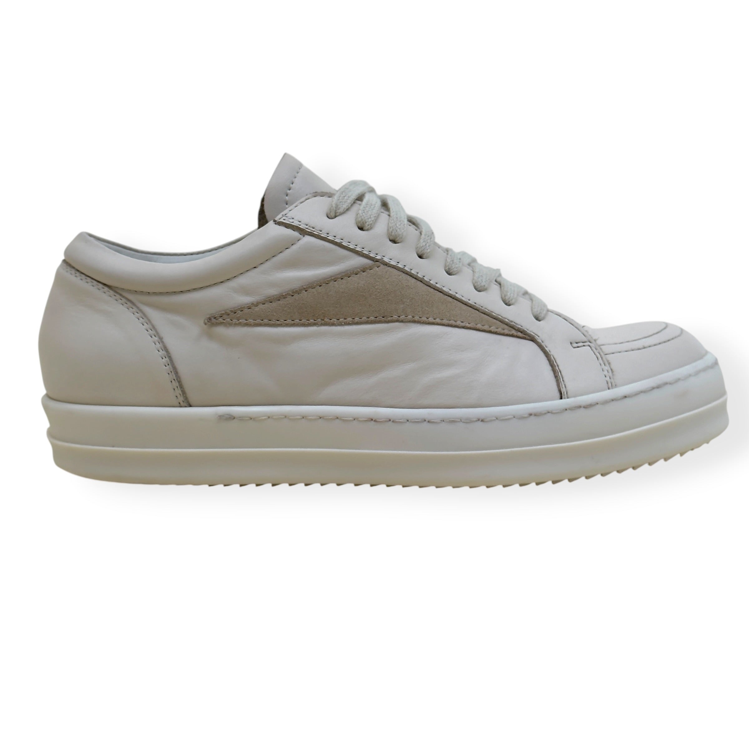 RICK OWENS VINTAGE LEATHER LOW-TOP SNEAKER MILK 40 / UK6