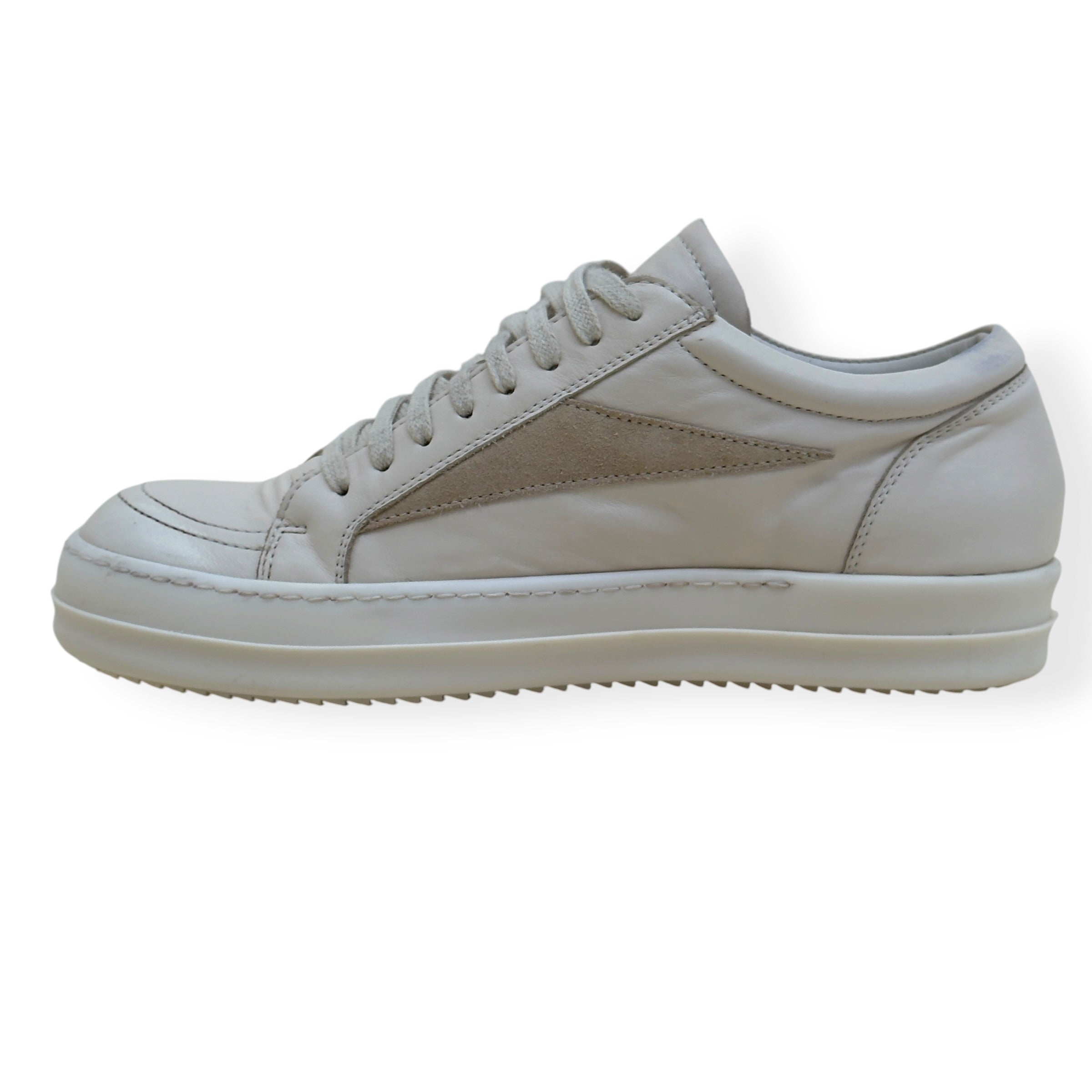 RICK OWENS VINTAGE LEATHER LOW-TOP SNEAKER MILK 40 / UK6