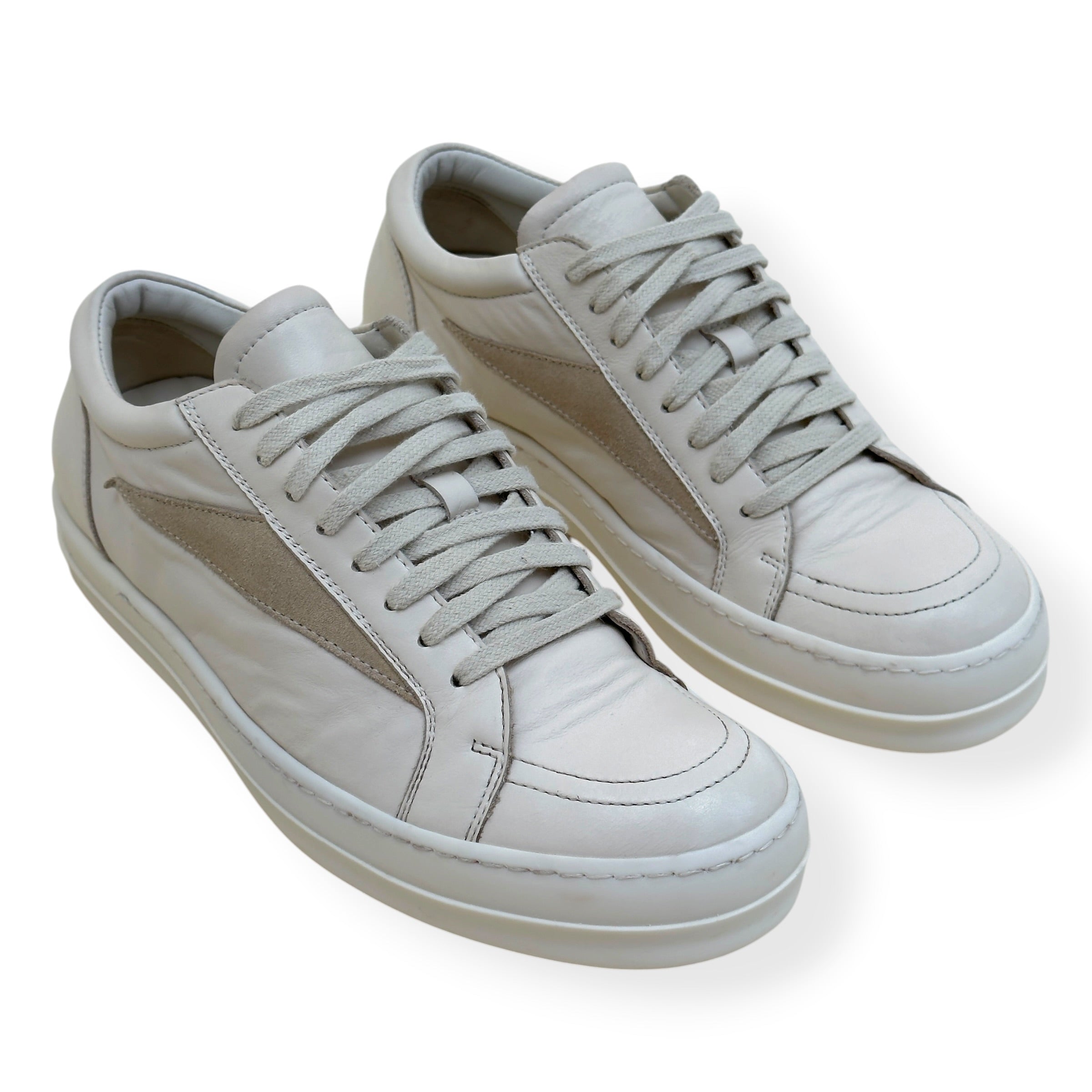 RICK OWENS VINTAGE LEATHER LOW-TOP SNEAKER MILK 40 / UK6