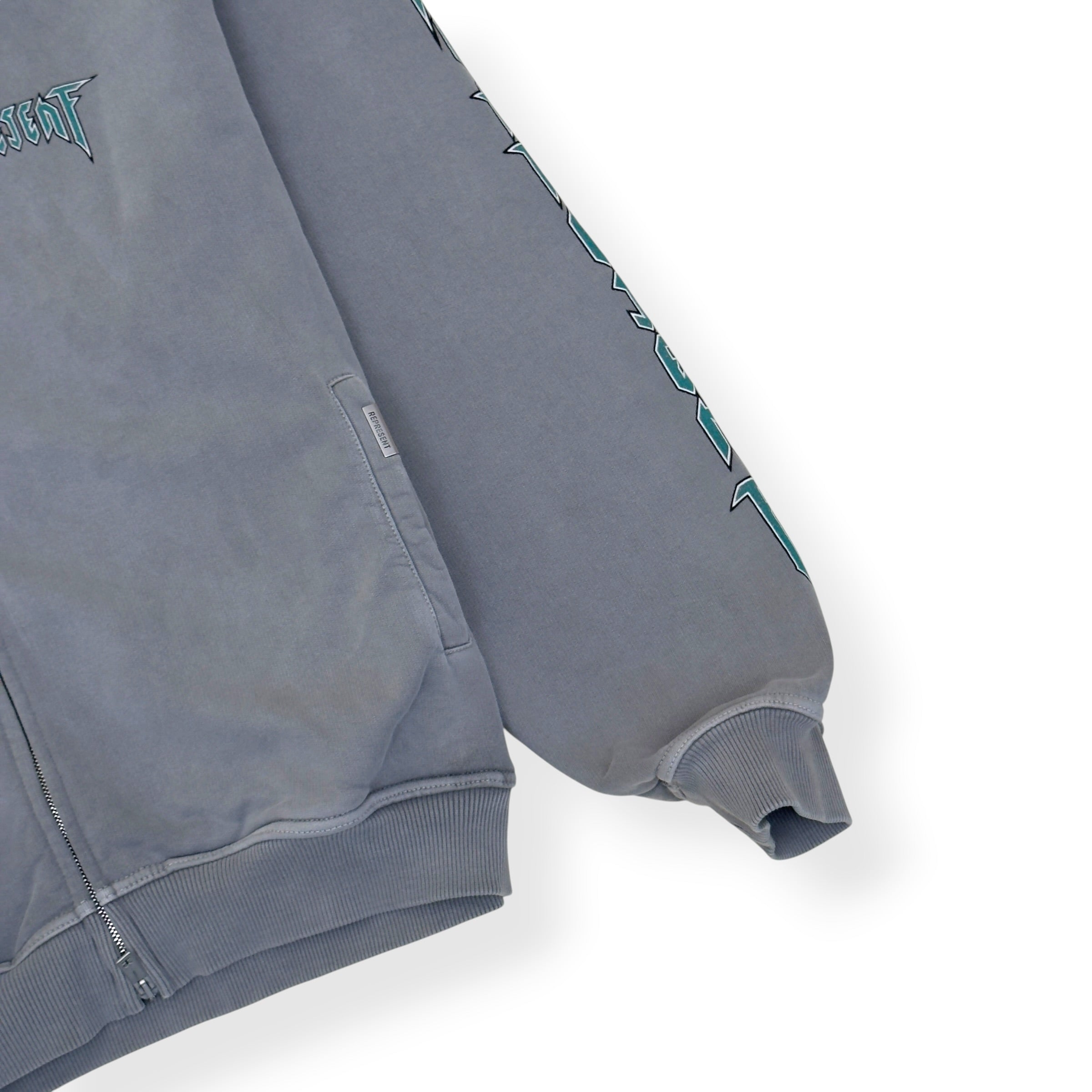 REPRESENT ROCK LOGO ZIP-UP HOODIE GREY XL