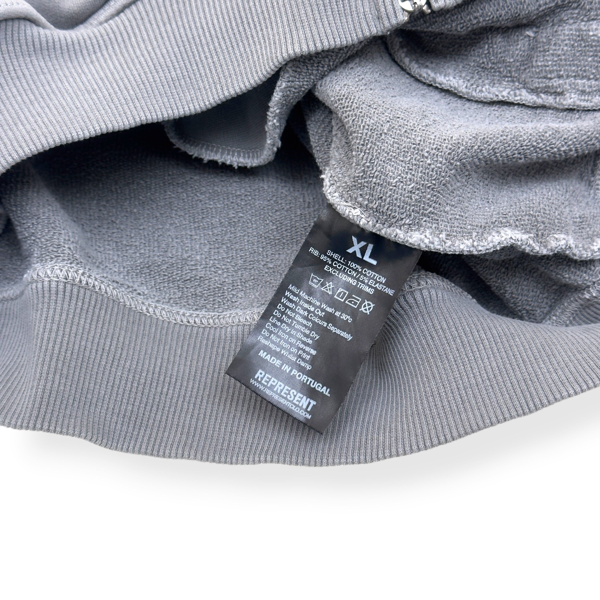 REPRESENT ROCK LOGO ZIP-UP HOODIE GREY XL