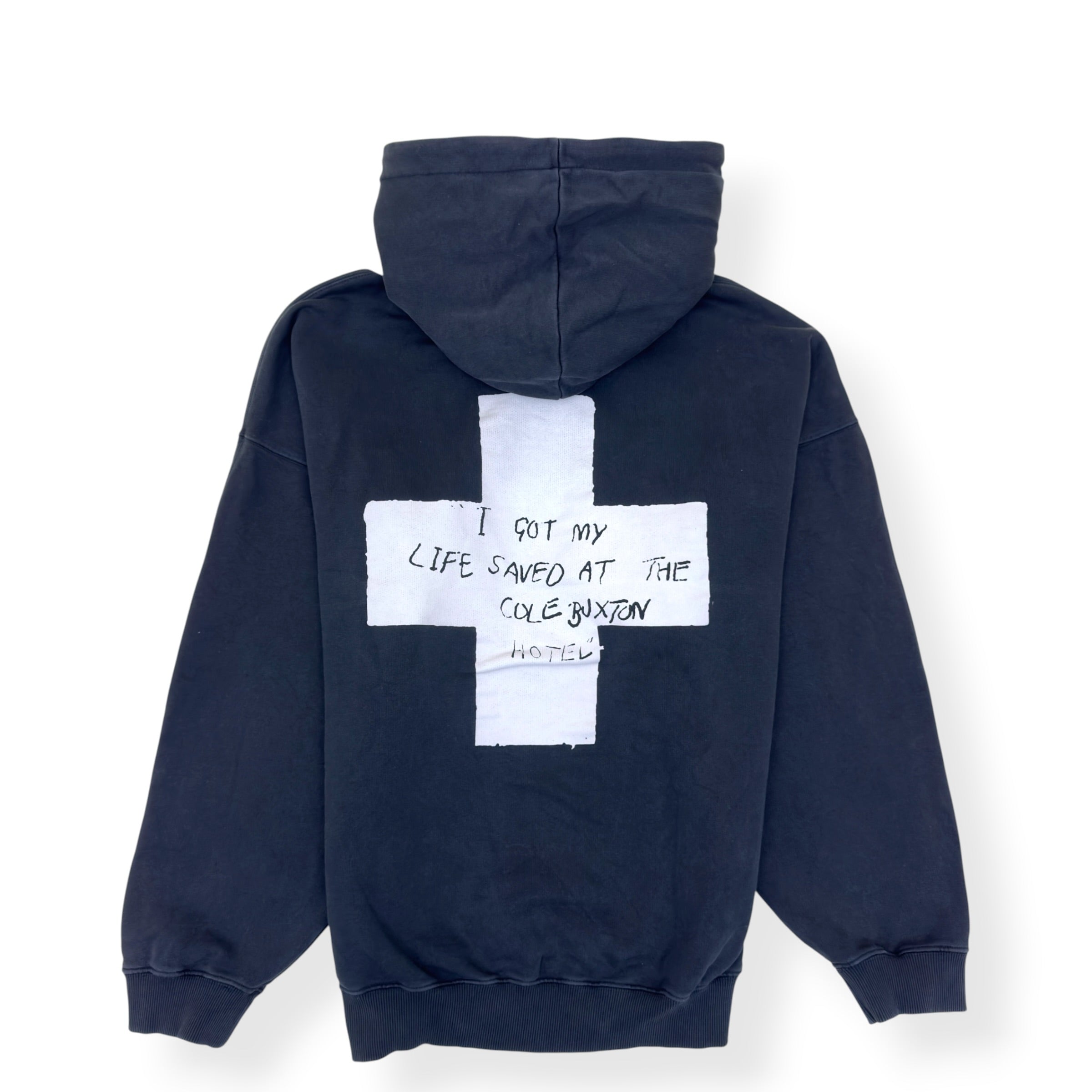 COLE BUXTON GRAPHIC PRINT HOODIE BLACK / WHITE L