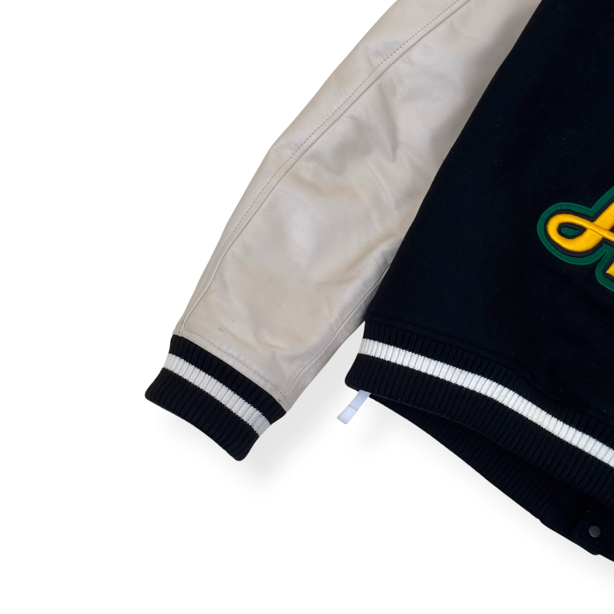 OFF-WHITE LOGO PATCH VARSITY JACKET BLACK / WHITE / YELLOW 52 / L
