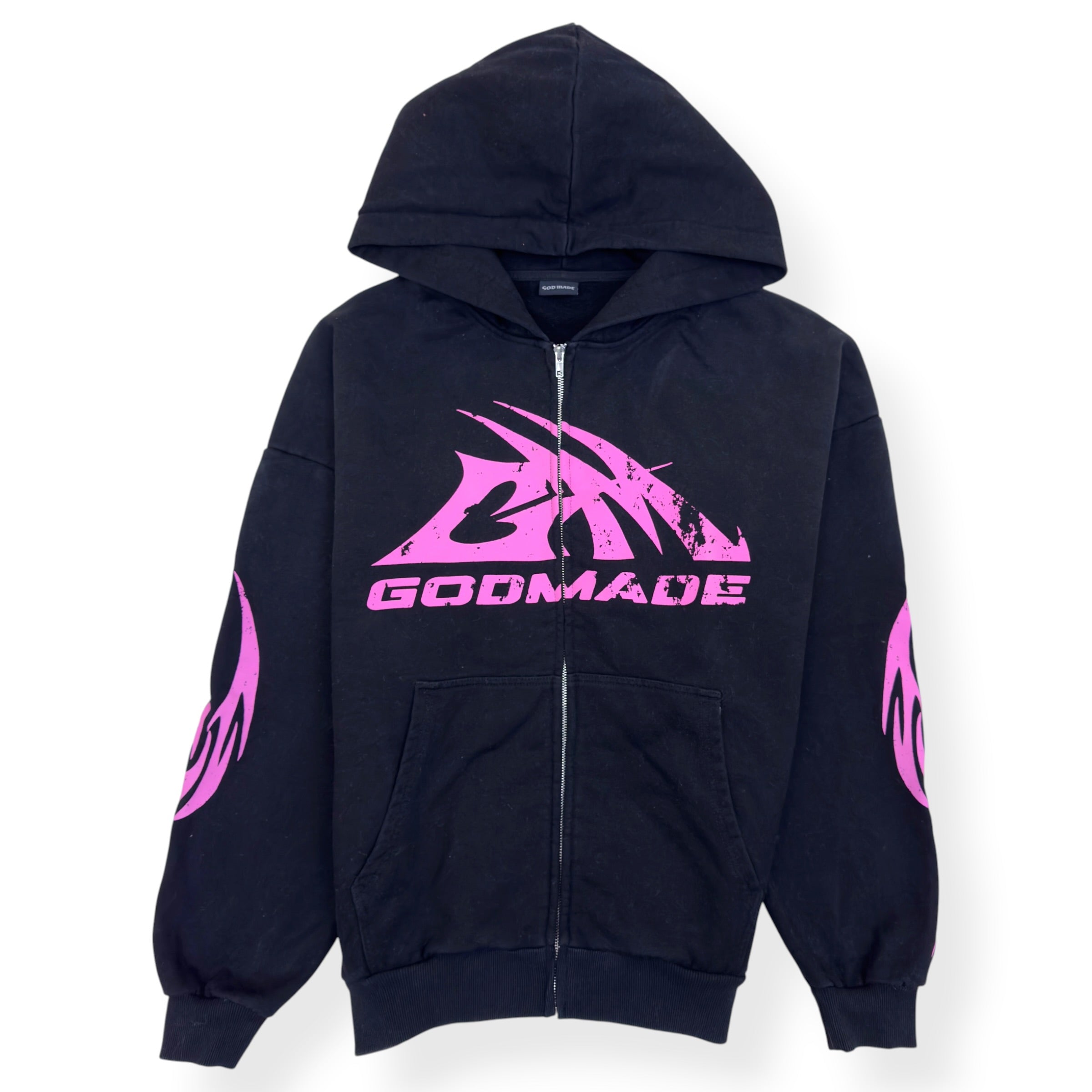 GODMADE ZIP-UP HOODIE BLACK / PINK XL