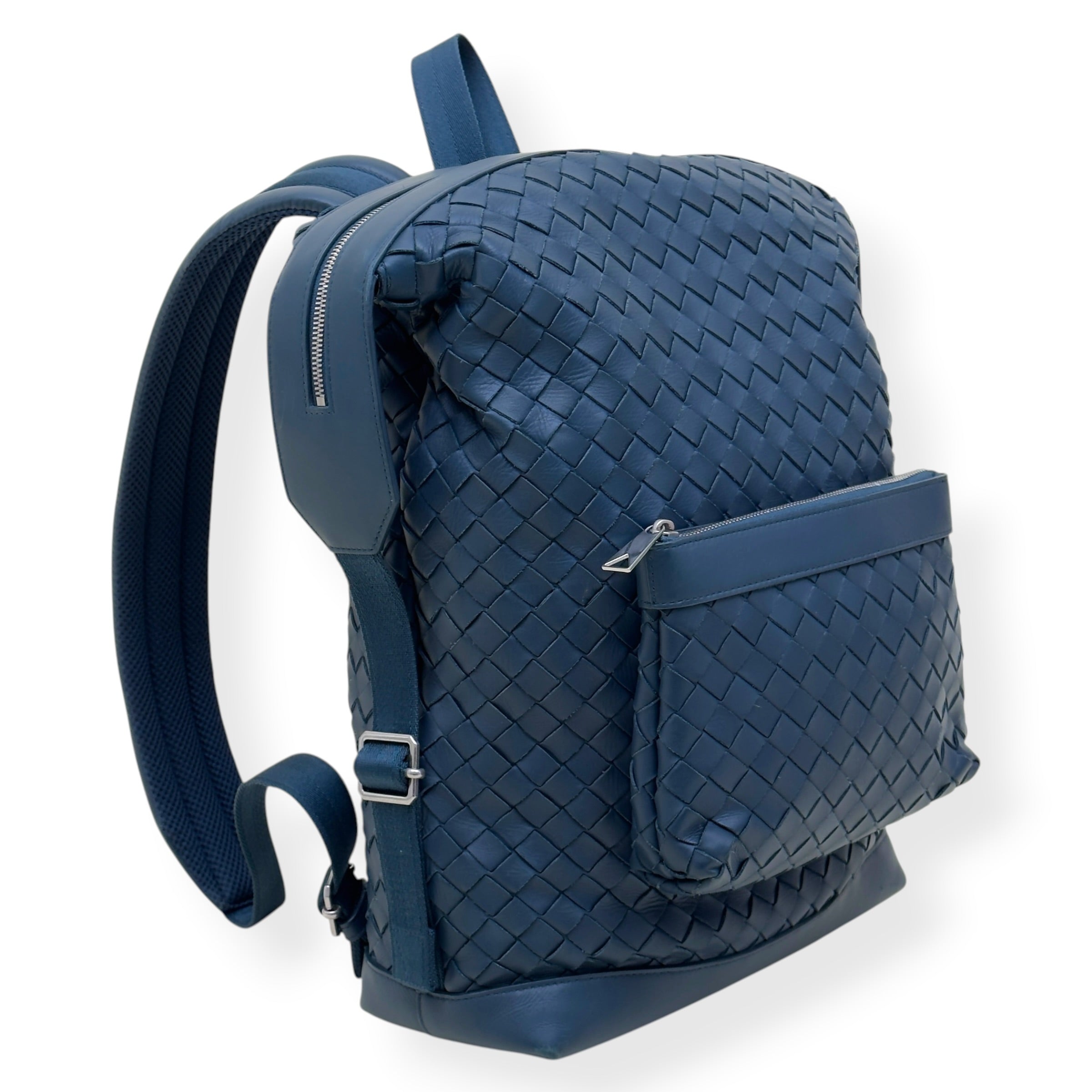 BOTTEGA VENETA CALFSKIN INTRECCIATO HYDROLOGY BACKPACK NAVY O/S