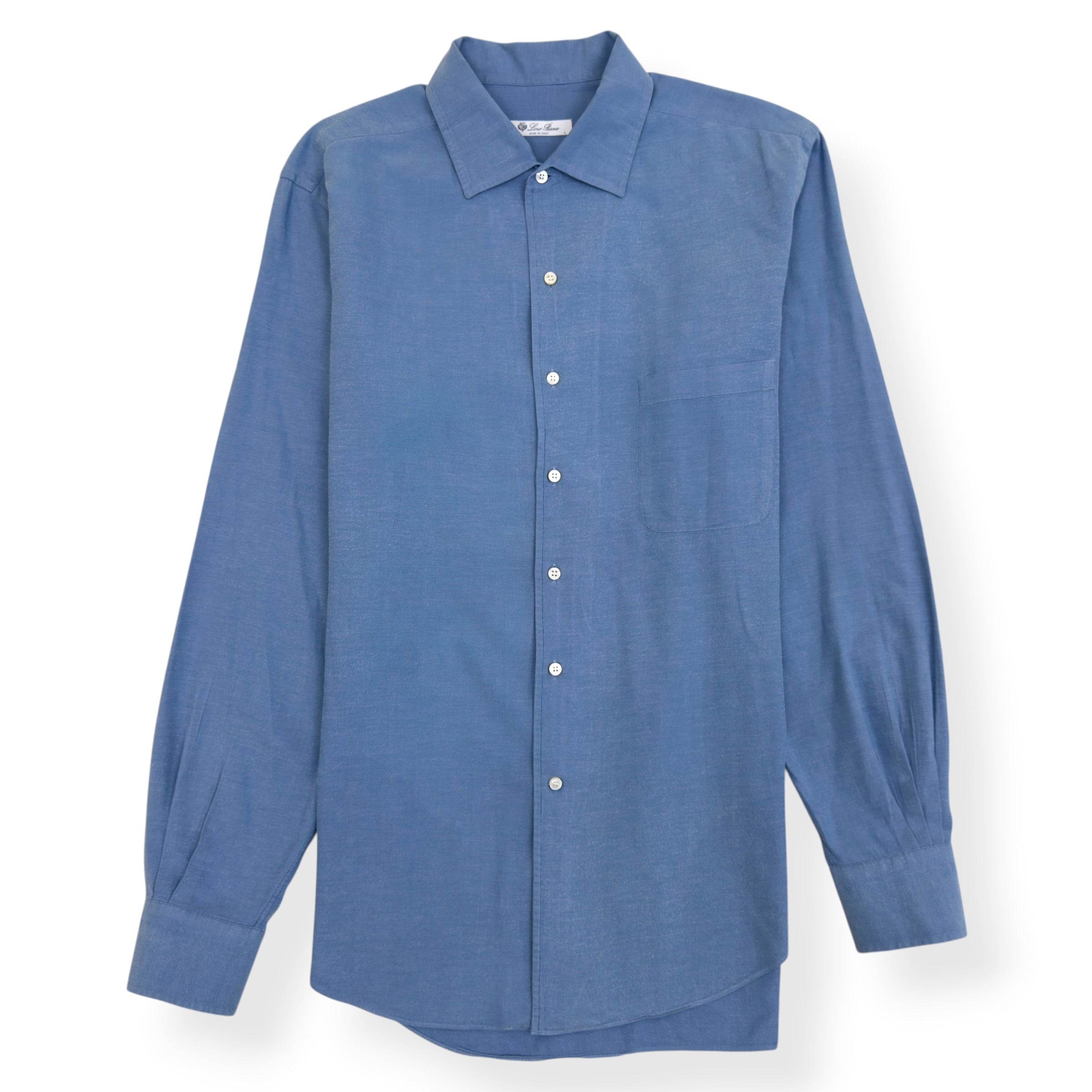 LORO PIANA CASUAL COTTON SHIRT BLUE L