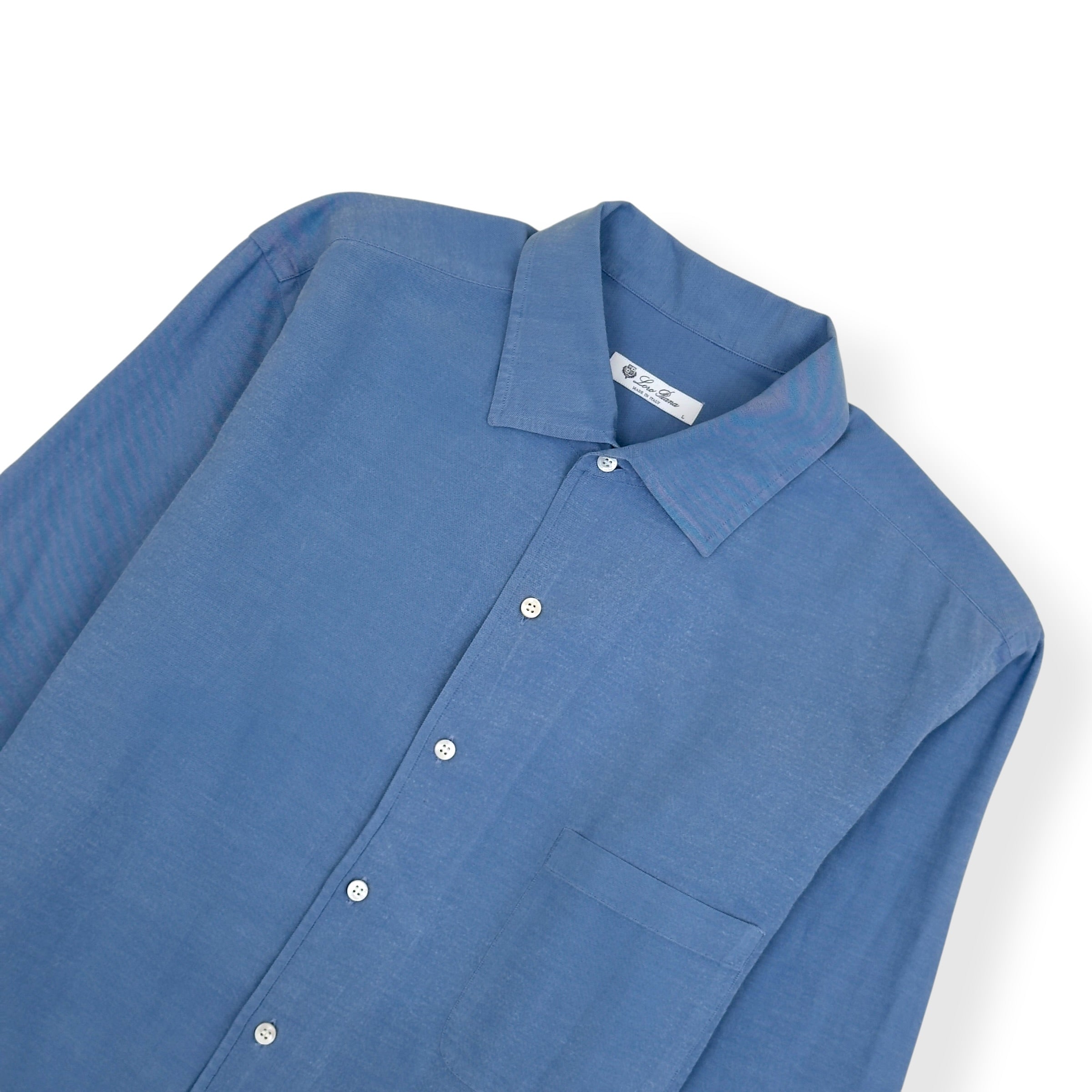 LORO PIANA CASUAL COTTON SHIRT BLUE L