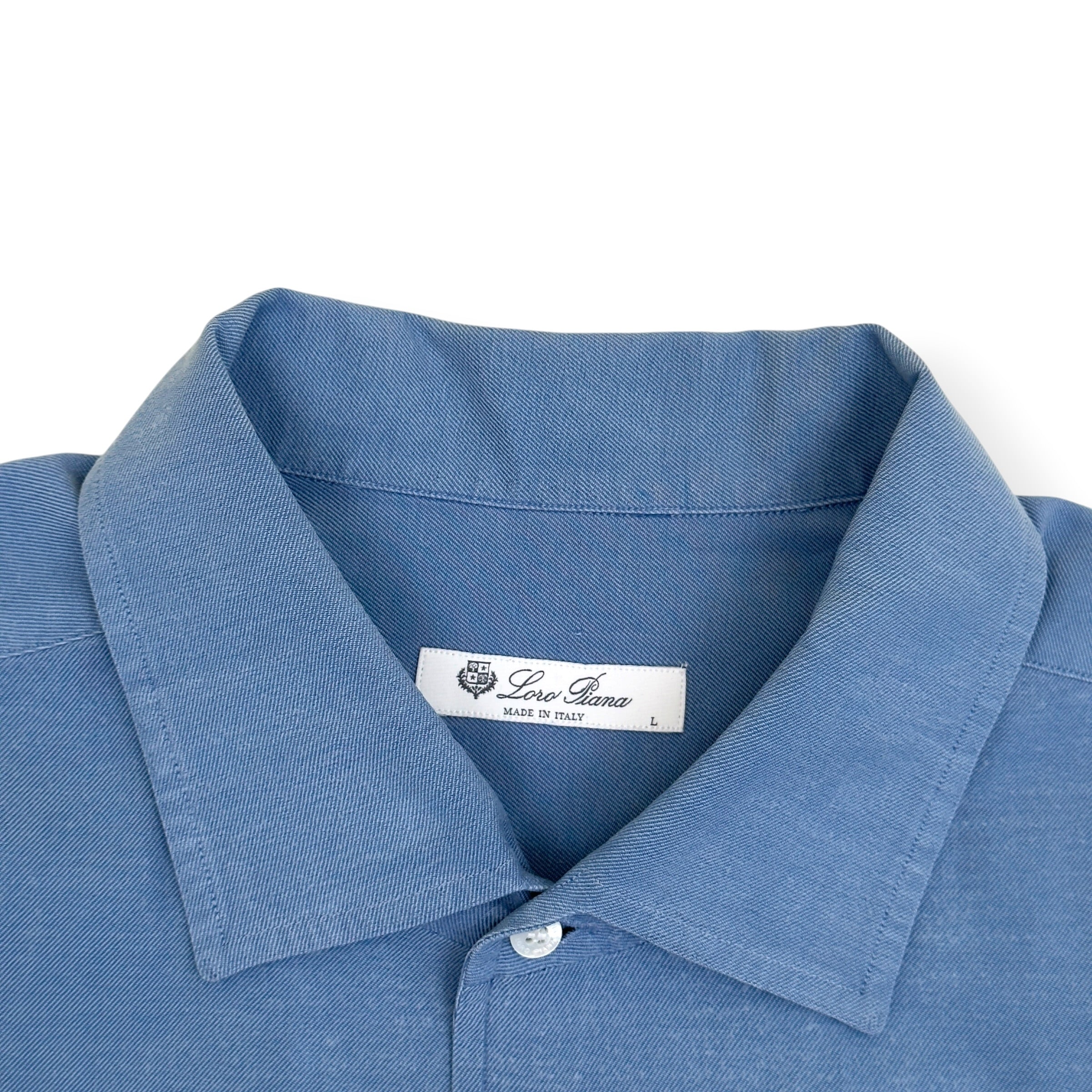 LORO PIANA CASUAL COTTON SHIRT BLUE L