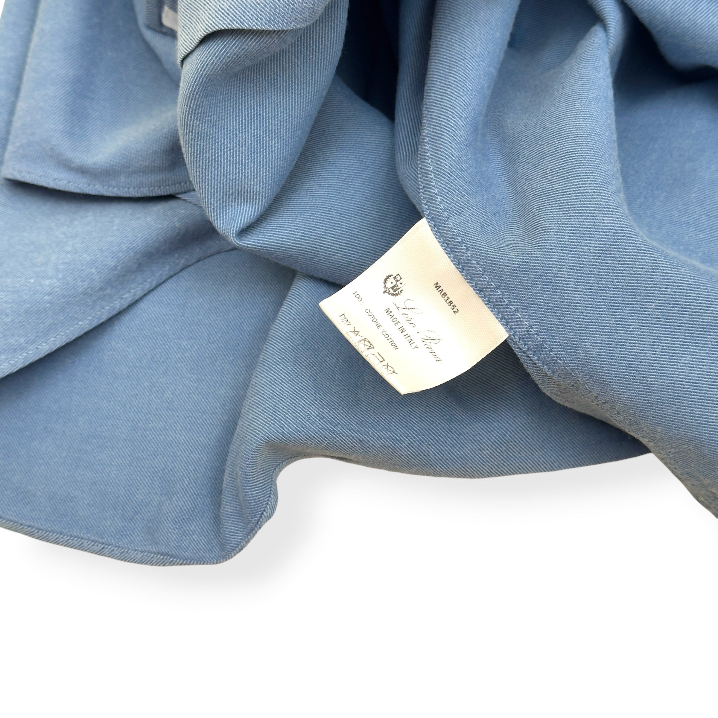 LORO PIANA CASUAL COTTON SHIRT BLUE L