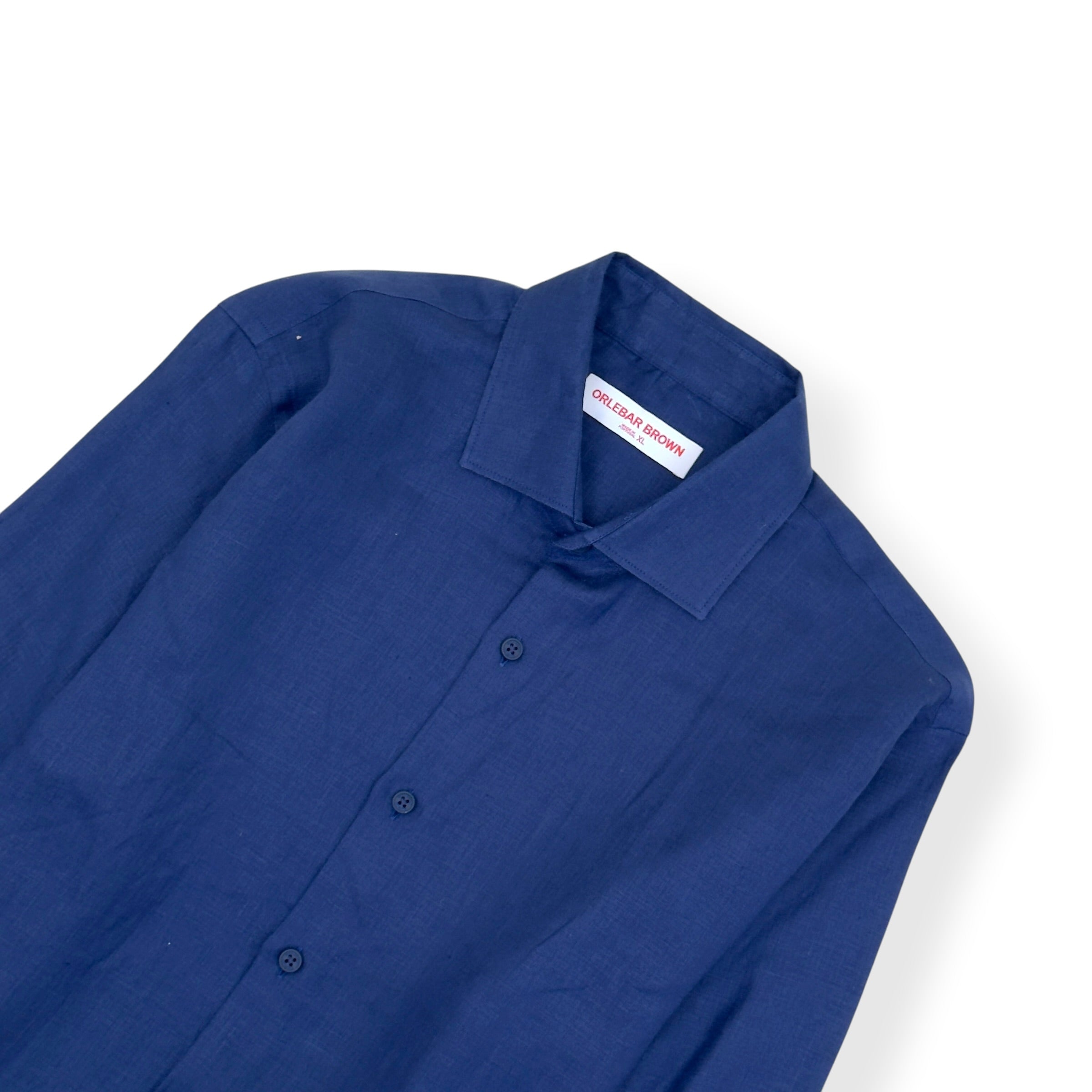 ORLEBAR BROWN GILES LINEN SHIRT NAVY XL