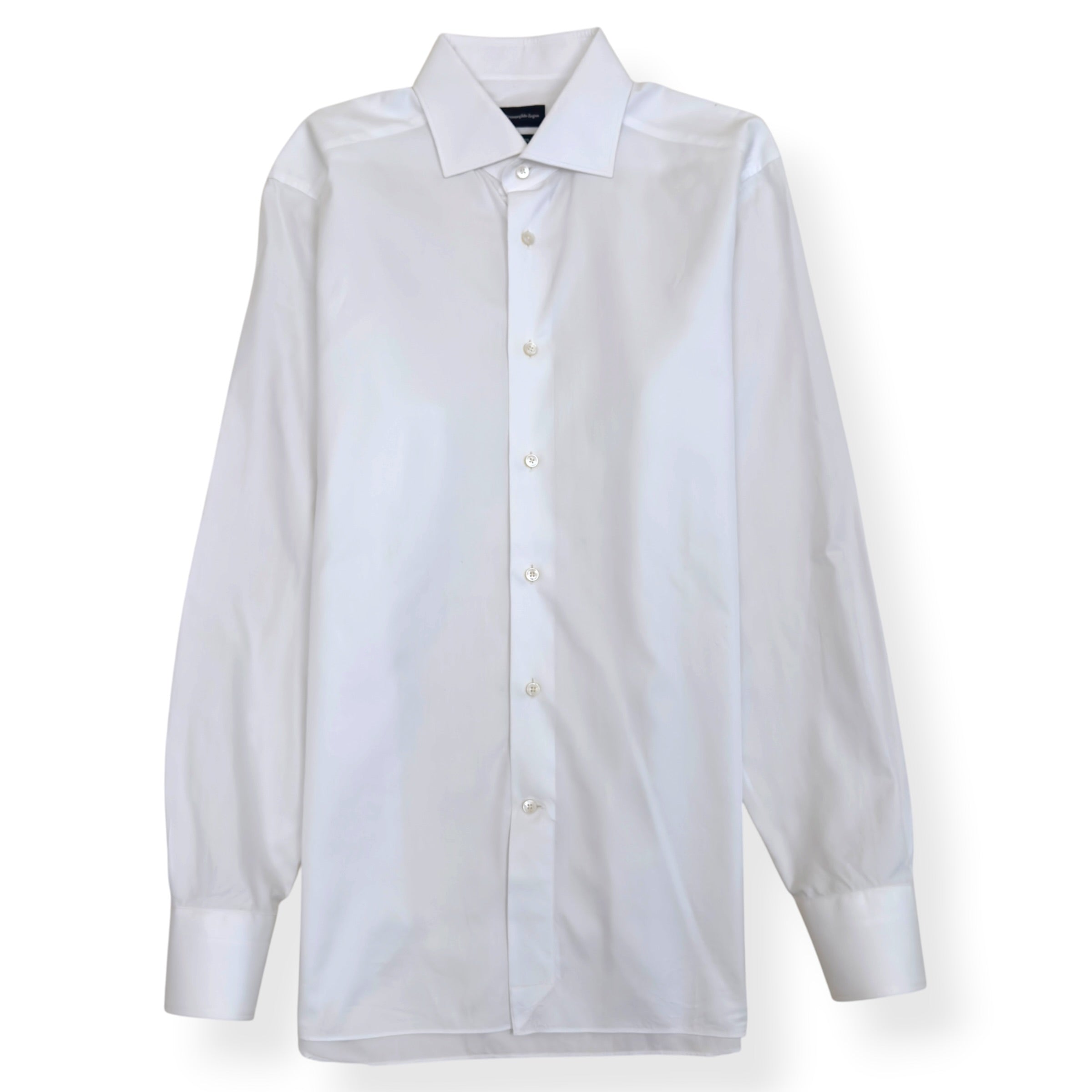 ZEGNA TAILORED FIT COTTON SHIRT WHITE M