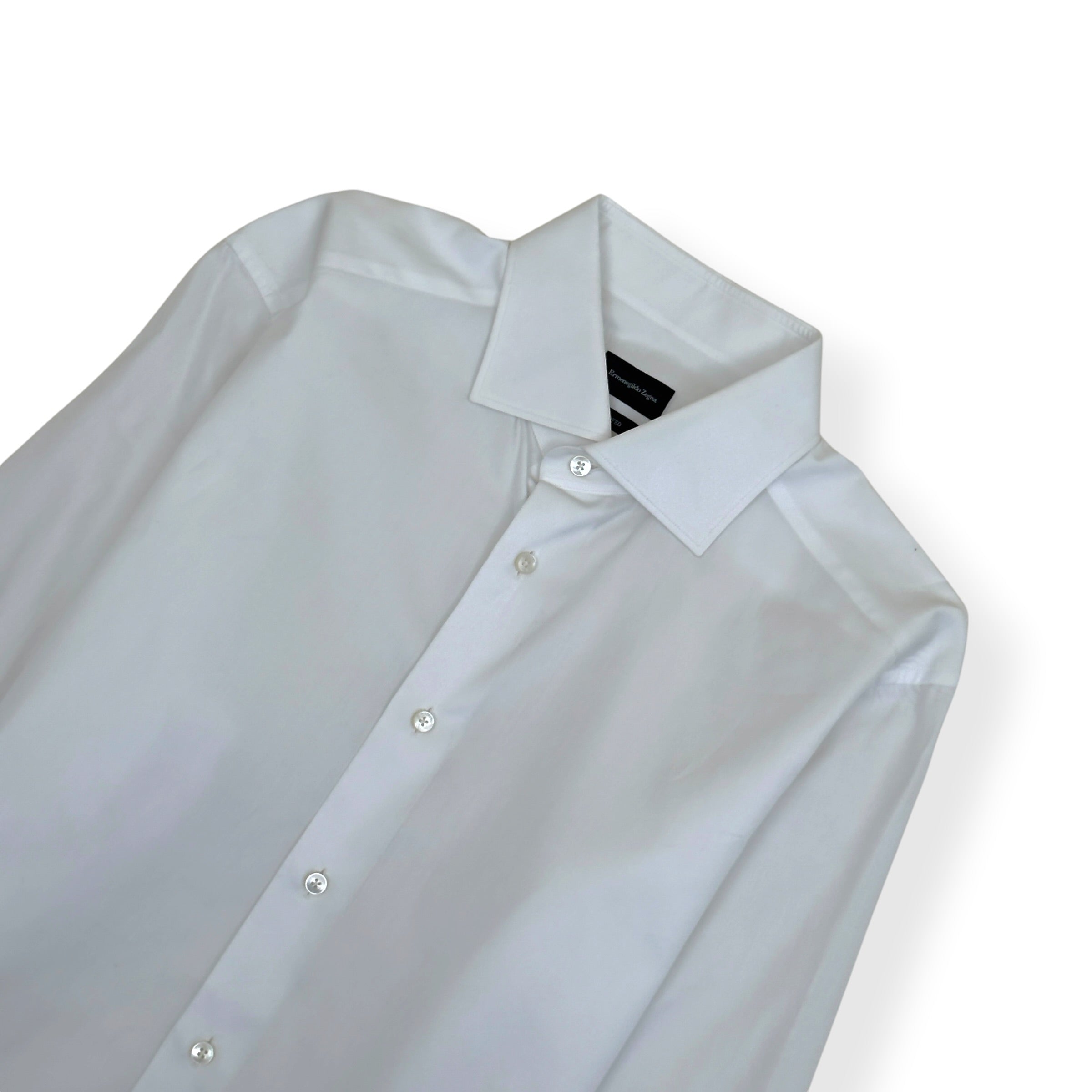 ZEGNA TAILORED FIT COTTON SHIRT WHITE M