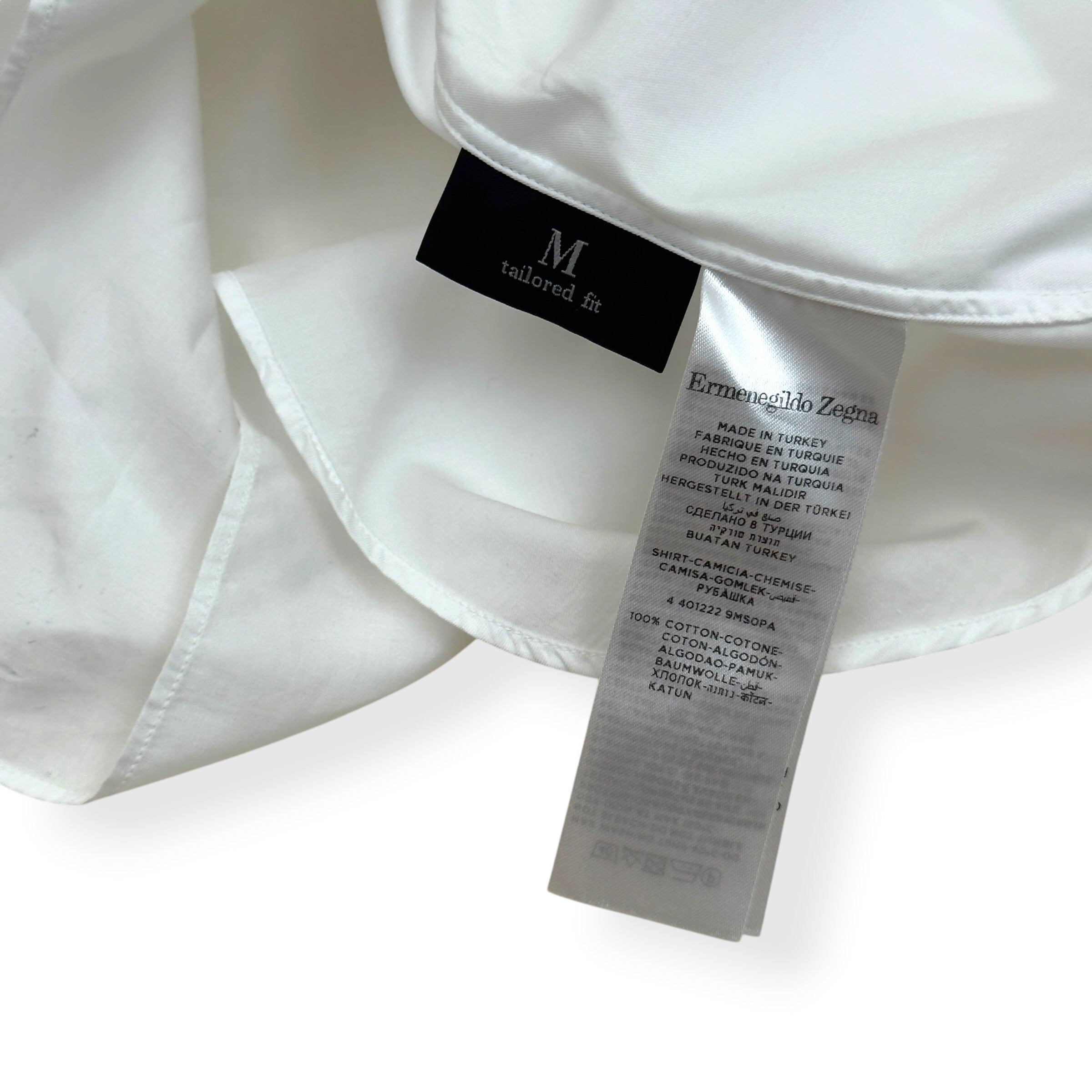ZEGNA TAILORED FIT COTTON SHIRT WHITE M