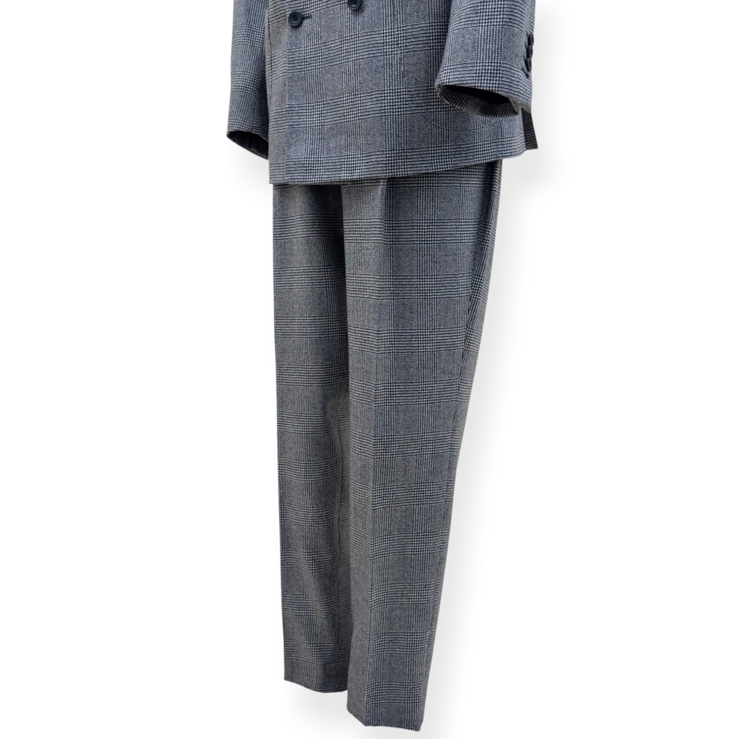 THOM SWEENEY DOUBLE BREASTED WOOL SUIT GREY CHECK 54 / XL
