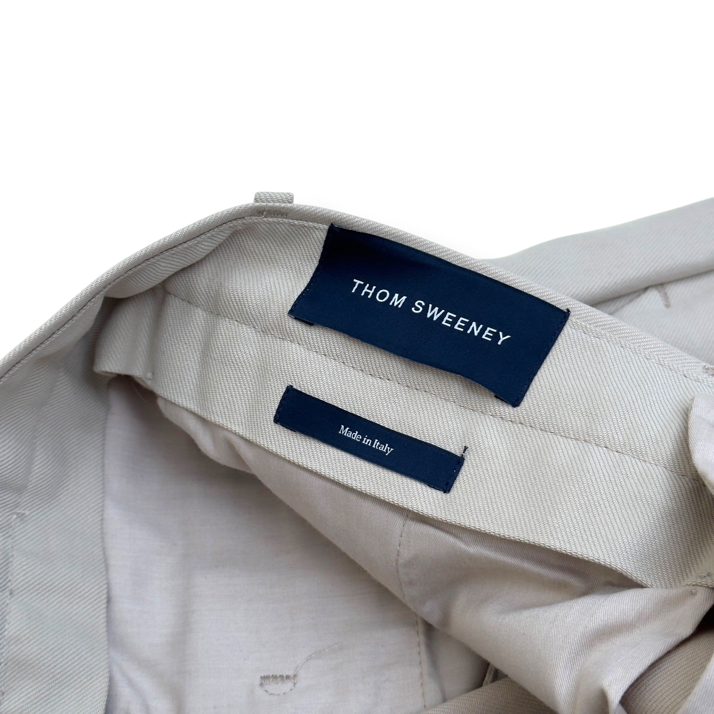THOM SWEENEY COTTON BLEND TROUSERS LIGHT GREY 50 / M