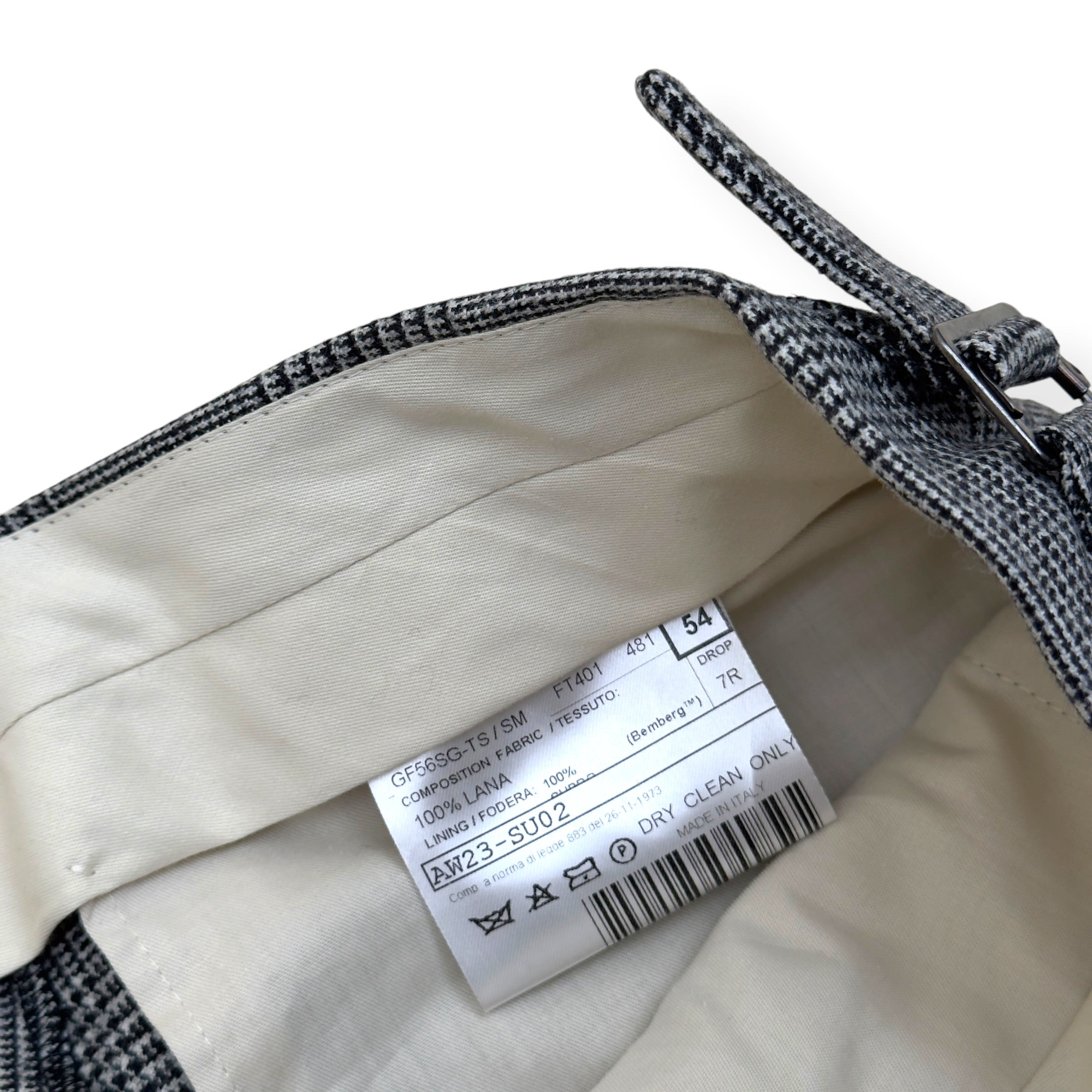 THOM SWEENEY DOUBLE BREASTED WOOL SUIT GREY CHECK 54 / XL