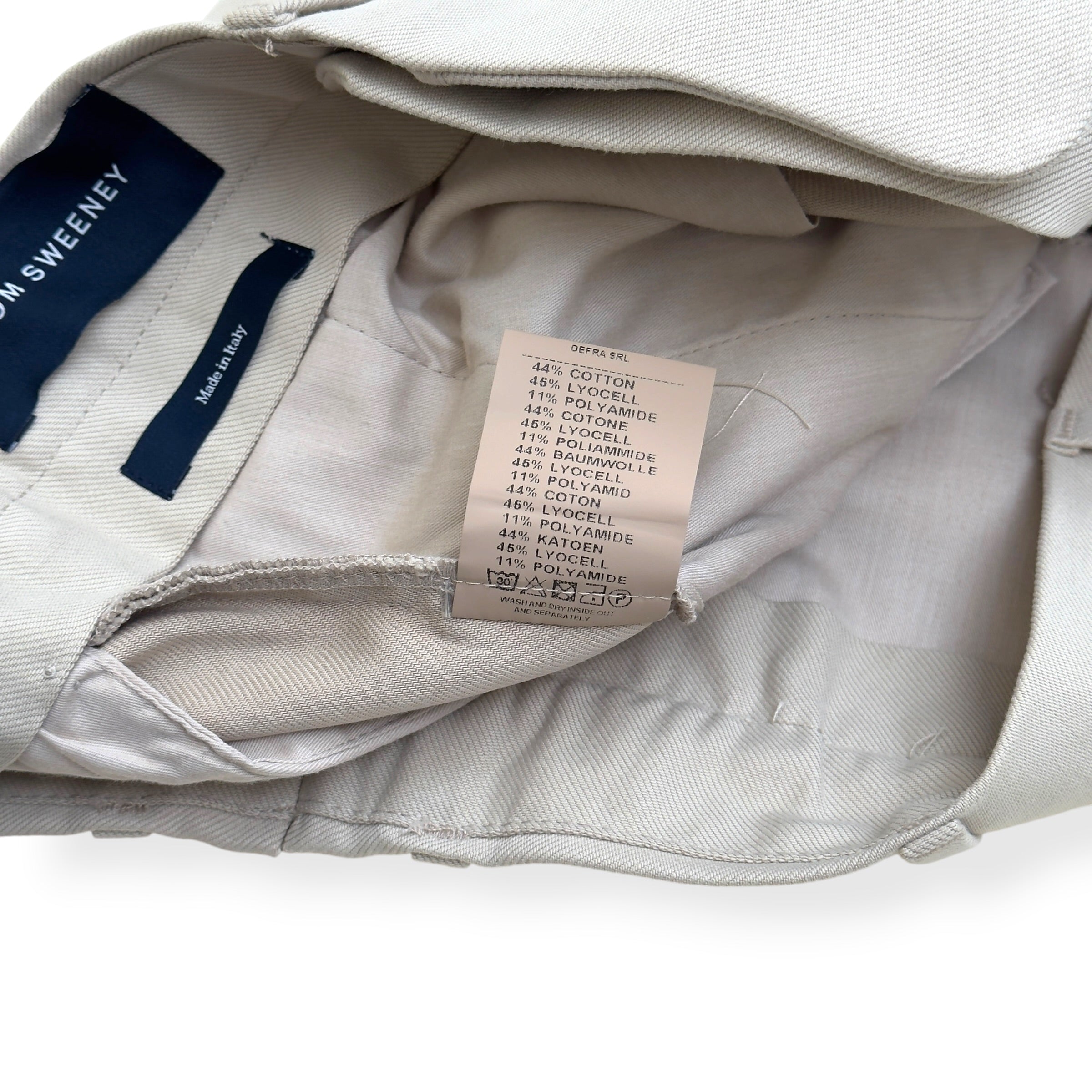 THOM SWEENEY COTTON BLEND TROUSERS LIGHT GREY 50 / M