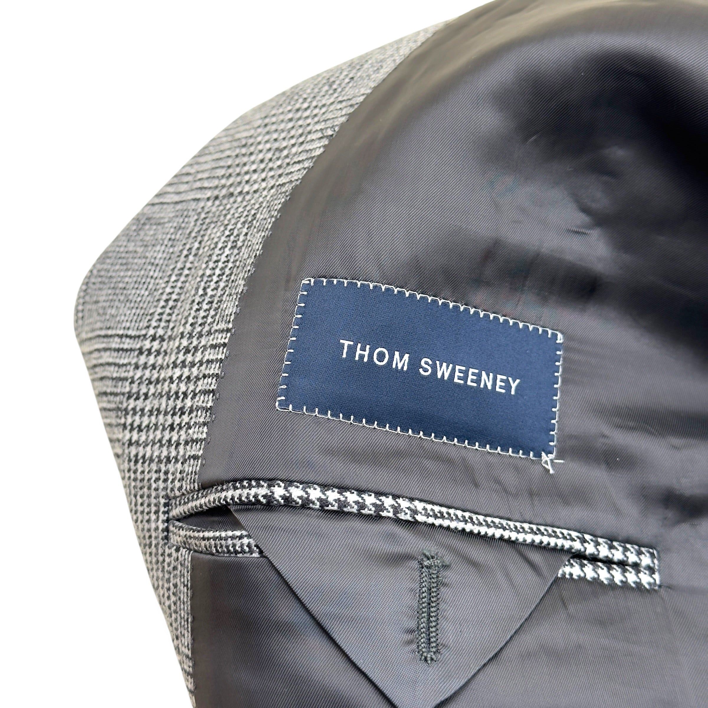 THOM SWEENEY DOUBLE BREASTED WOOL SUIT GREY CHECK 54 / XL