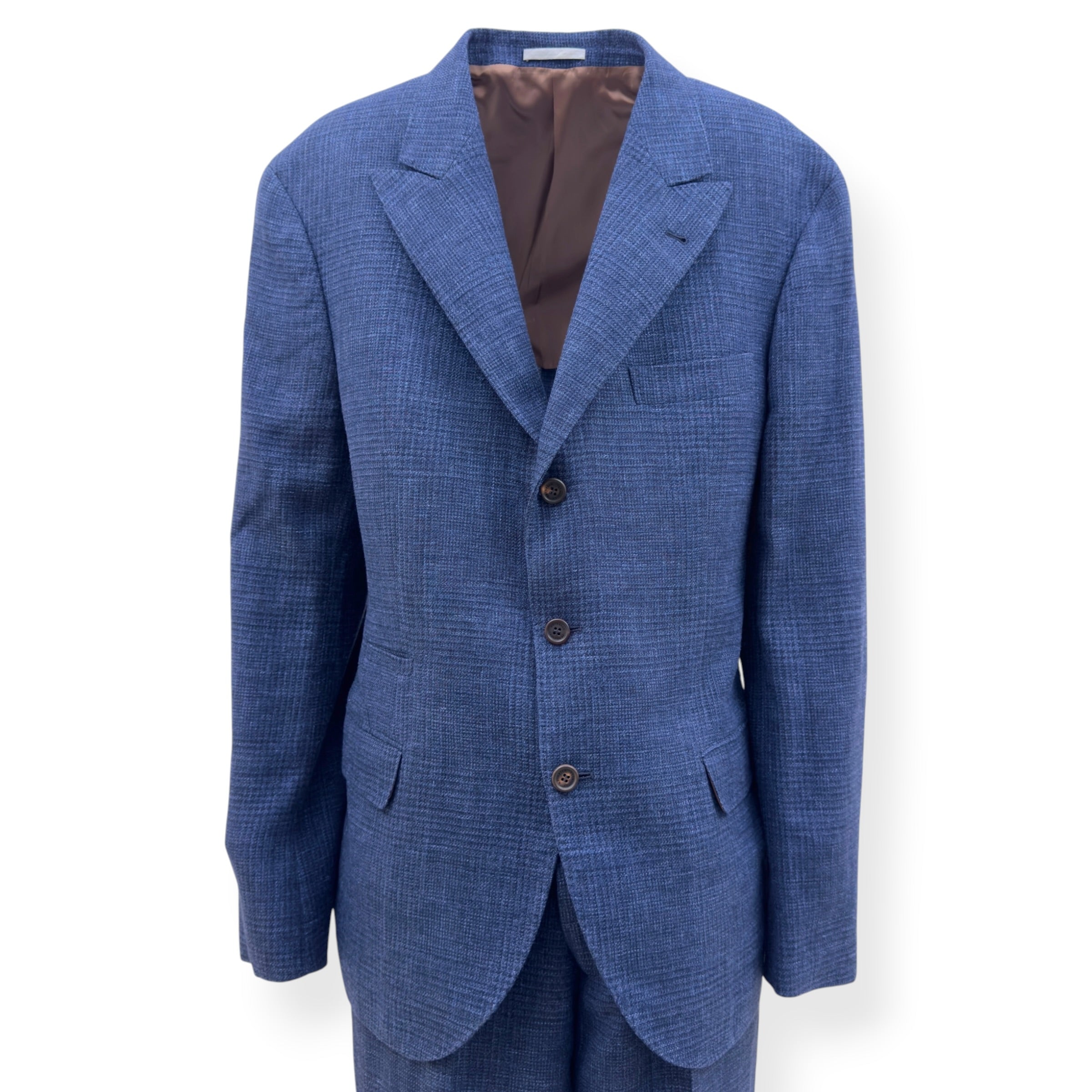 BRUNELLO CUCINELLI WOOL LINEN SUIT BLUE 52 / 54 / XL