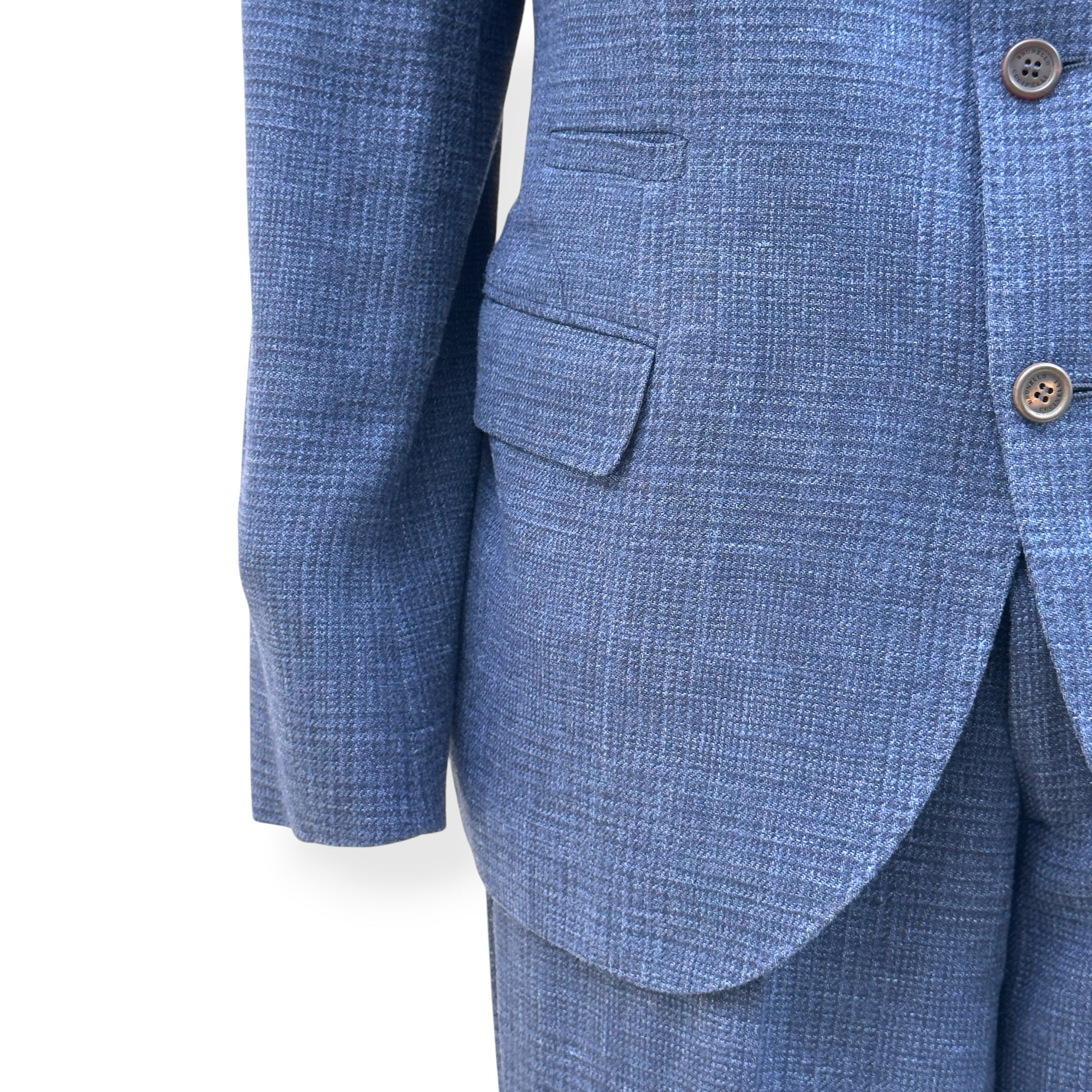 BRUNELLO CUCINELLI WOOL LINEN SUIT BLUE 52 / 54 / XL