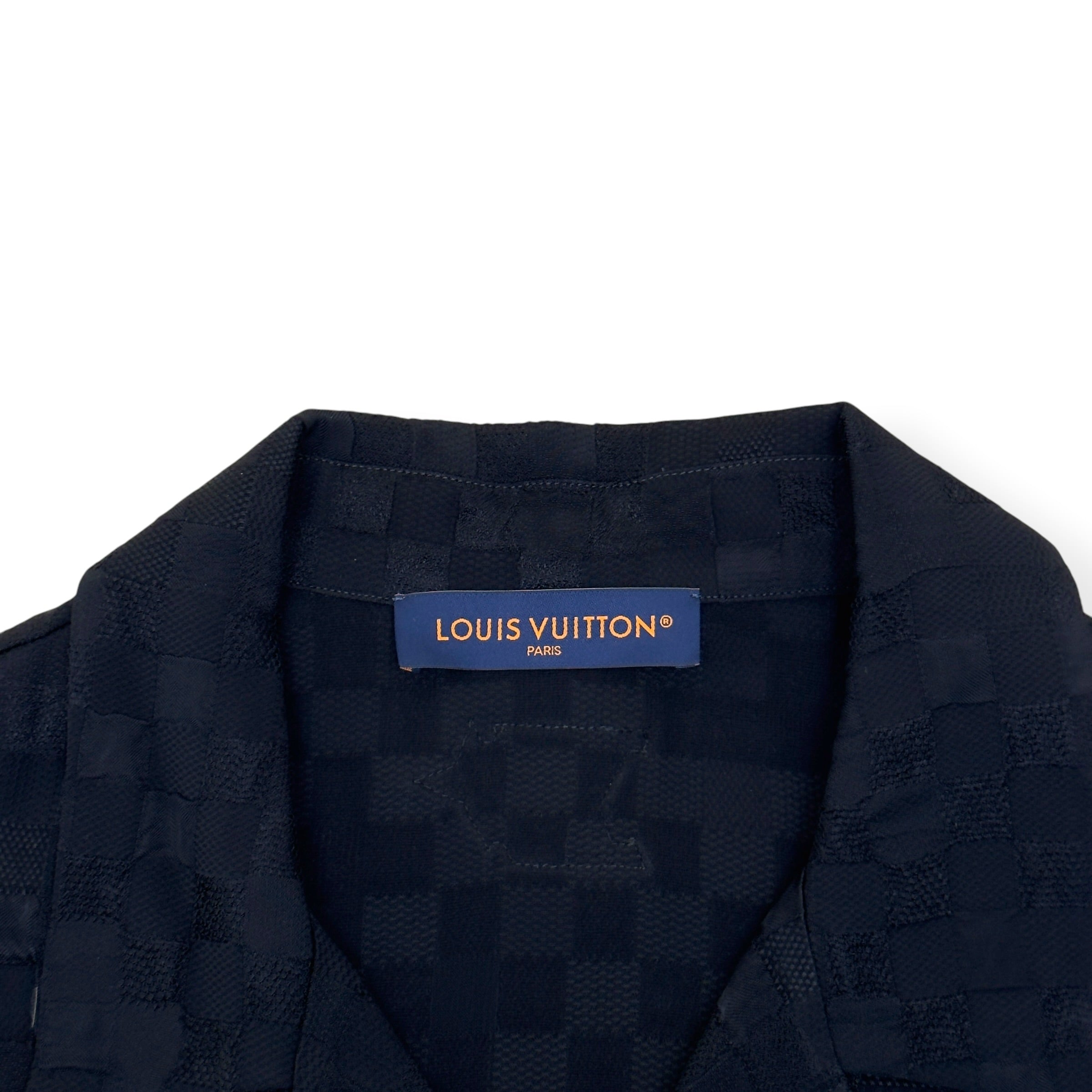 LOUIS VUITTON DAMOFLAGE JACQUARD SILK SHIRT BLACK XL