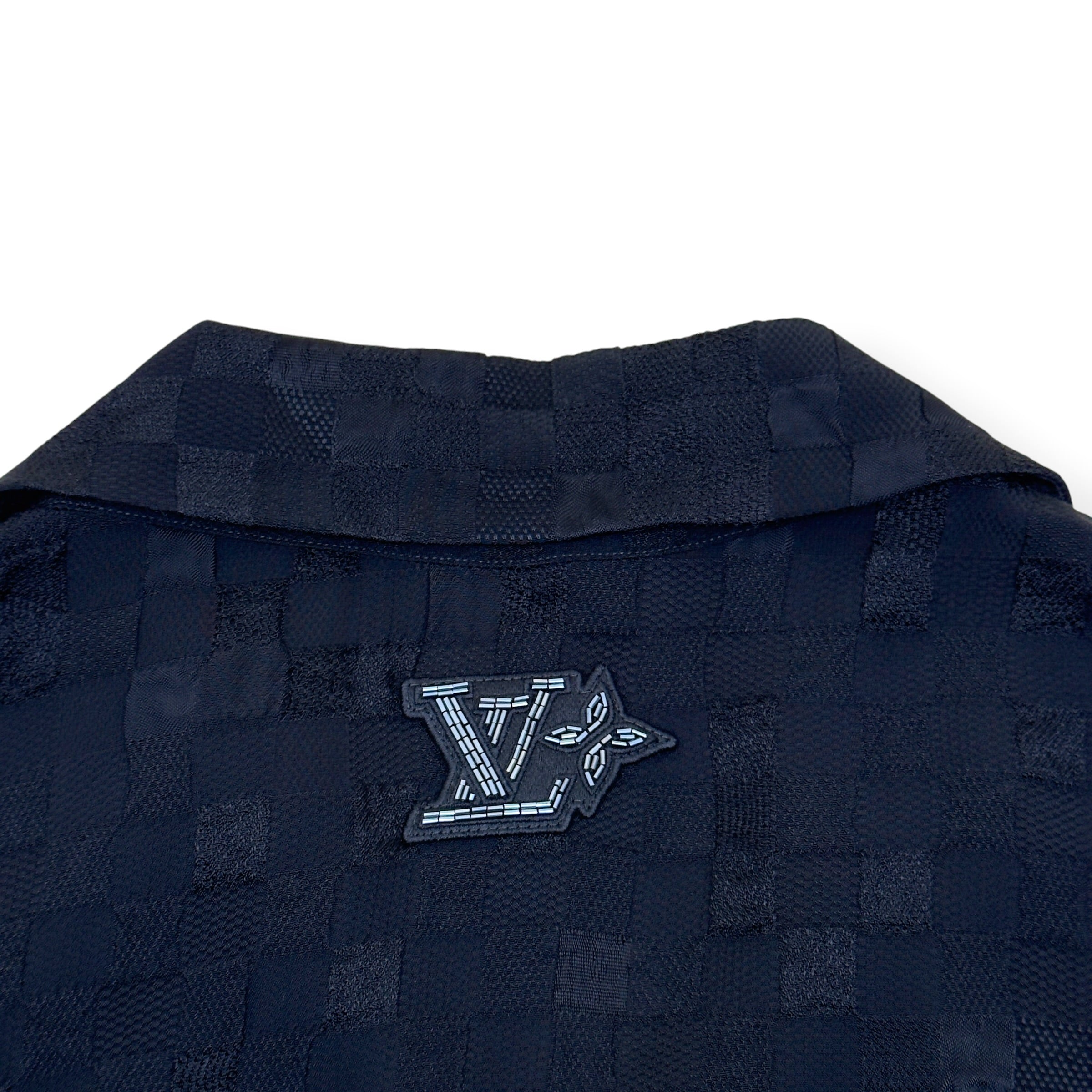 LOUIS VUITTON DAMOFLAGE JACQUARD SILK SHIRT BLACK XL