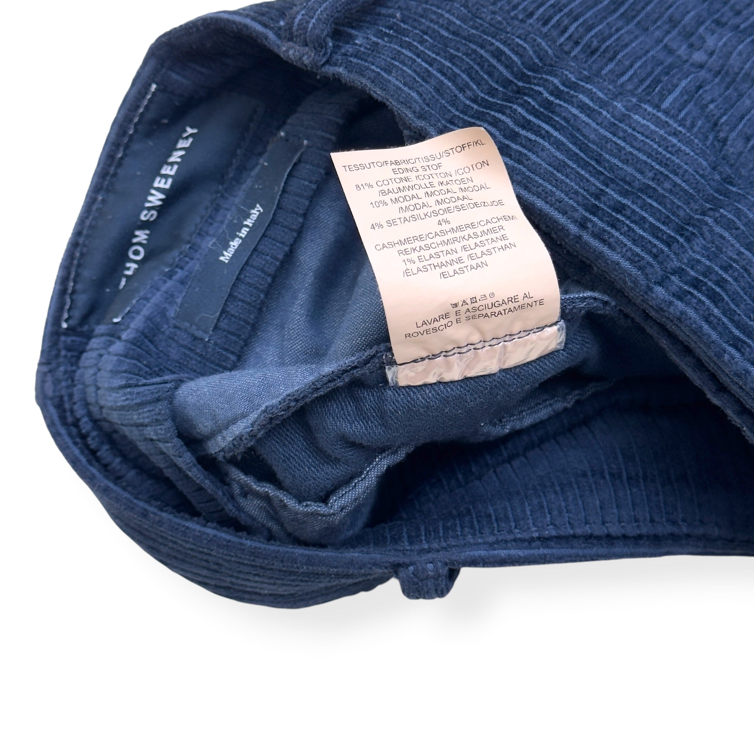 THOM SWEENEY CORDUROY  COTTON BLEND TROUSERS NAVY 50 / M