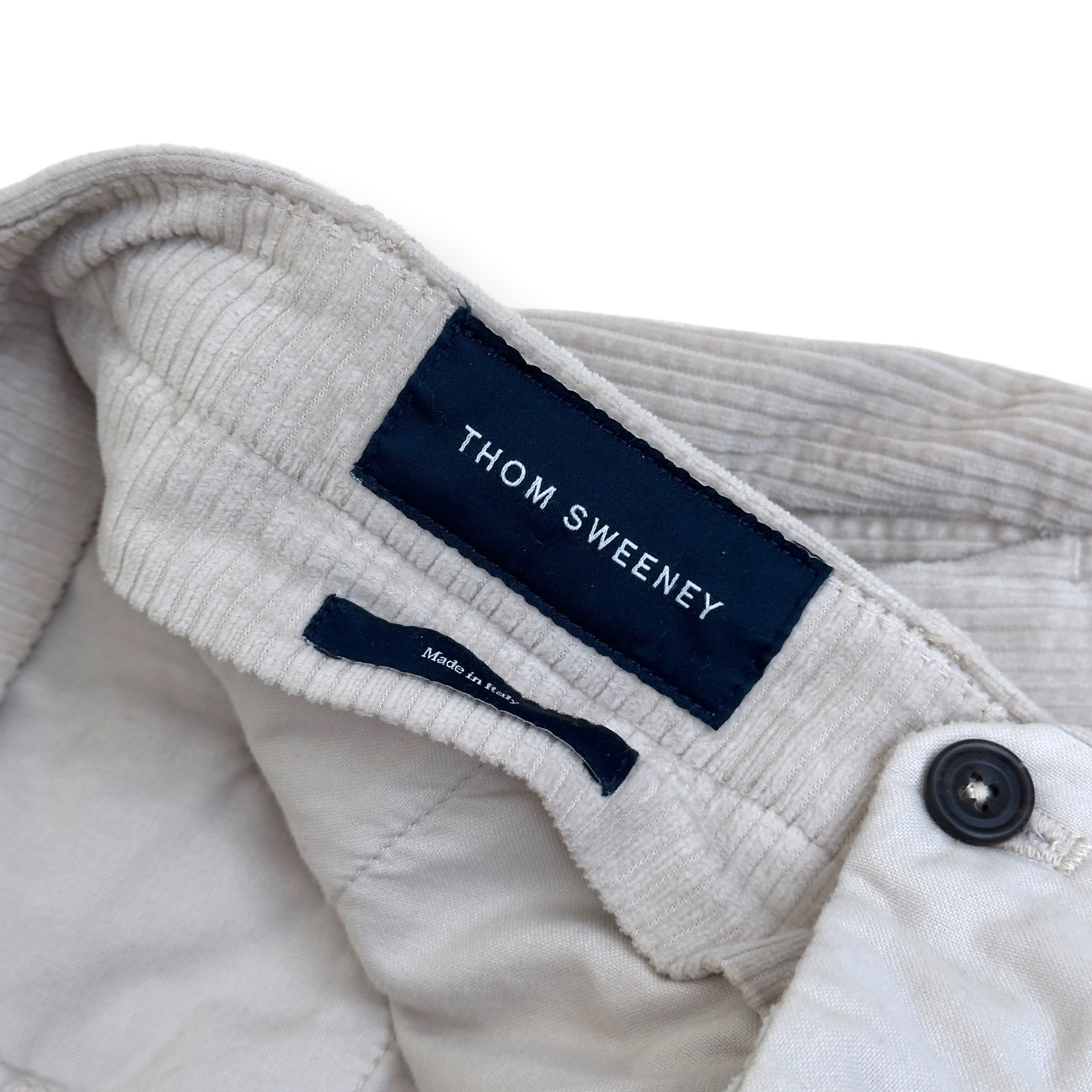 THOM SWEENEY CORDUROY COTTON BLEND TROUSERS CREAM 48 / S