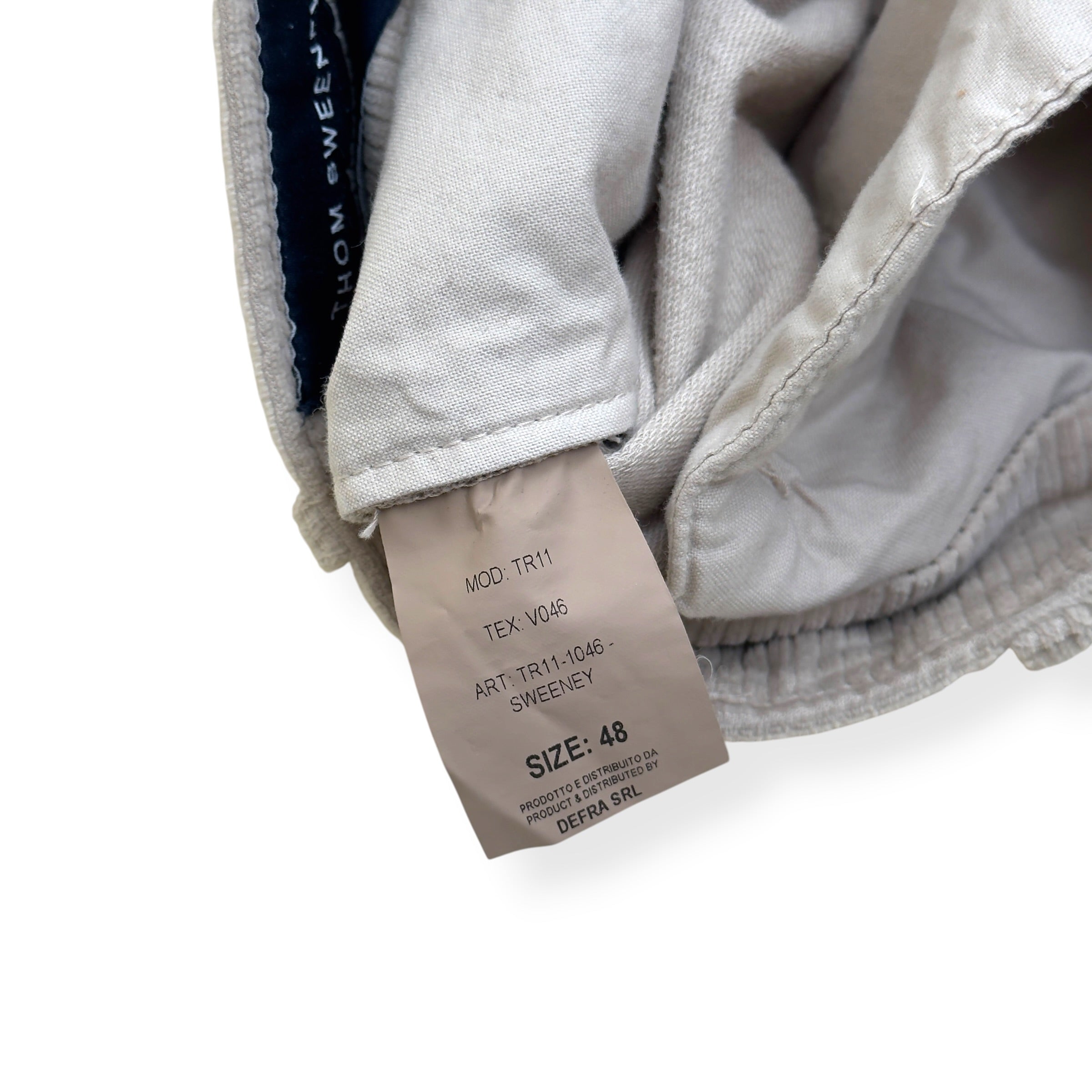 THOM SWEENEY CORDUROY COTTON BLEND TROUSERS CREAM 48 / S